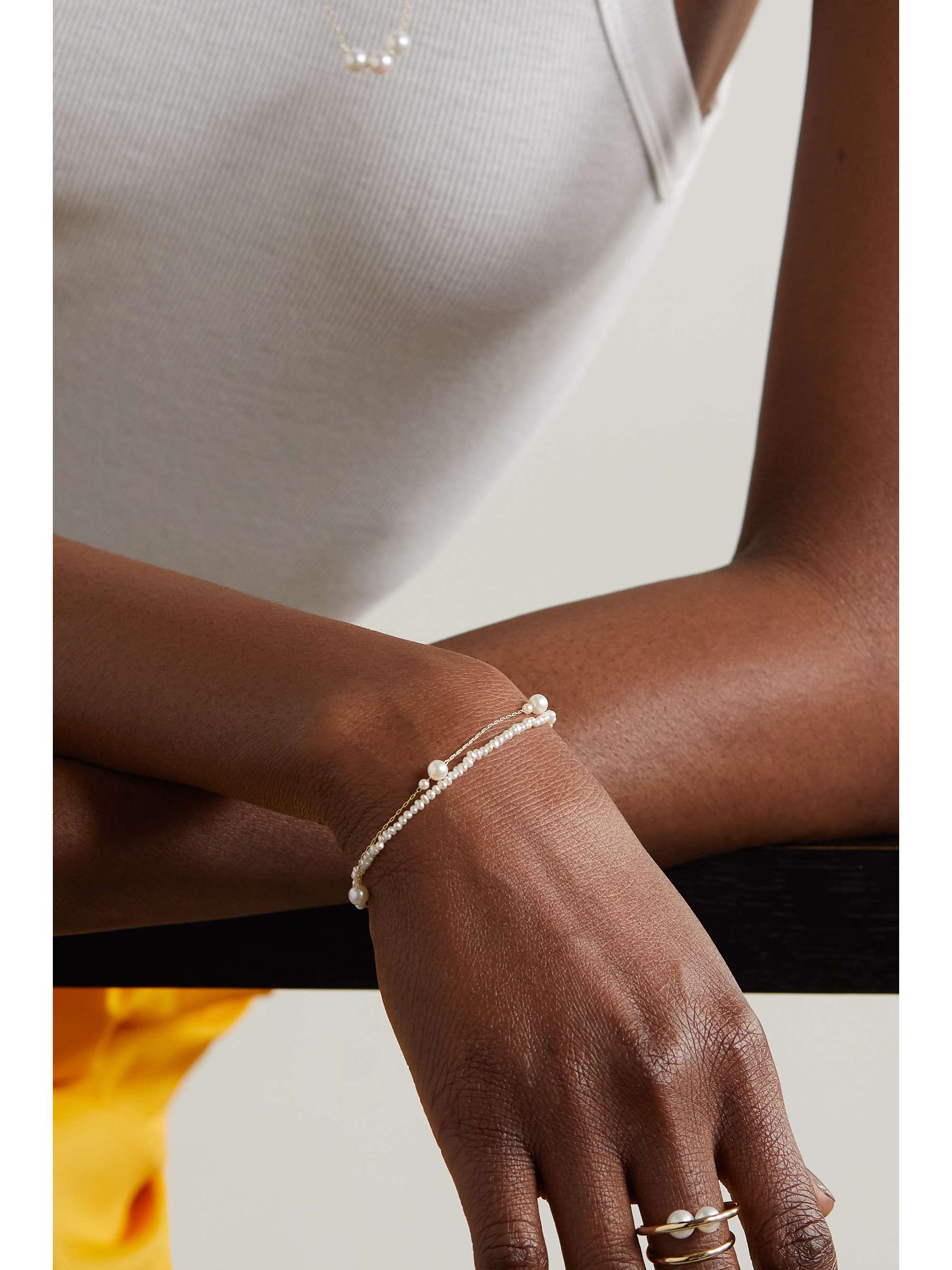MIZUKI Bracelet en or 14 carats (585/1000) et perles