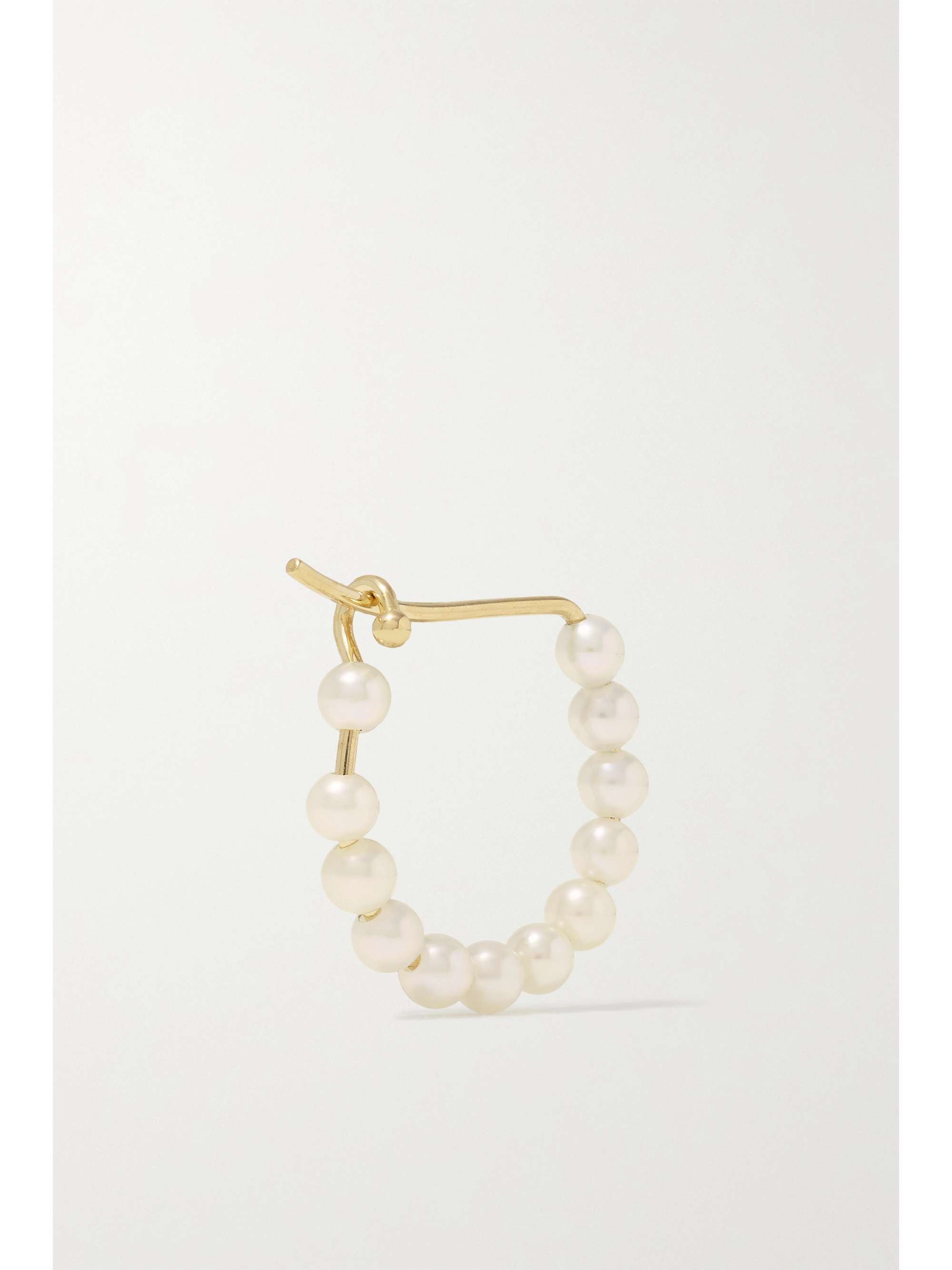 MIZUKI Mini Creolen aus 14 Karat Gold mit Perlen