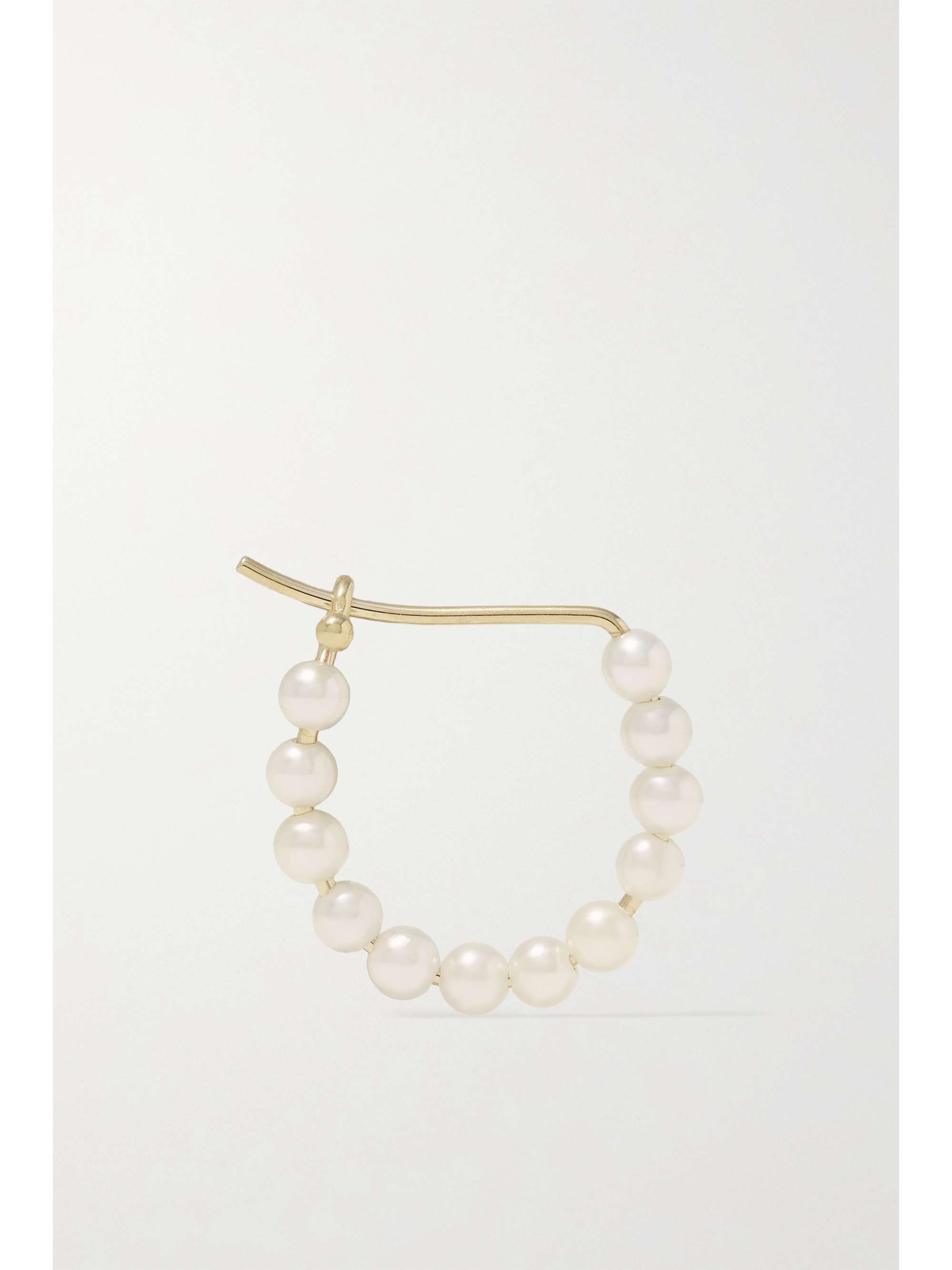 MIZUKI Mini Creolen aus 14 Karat Gold mit Perlen