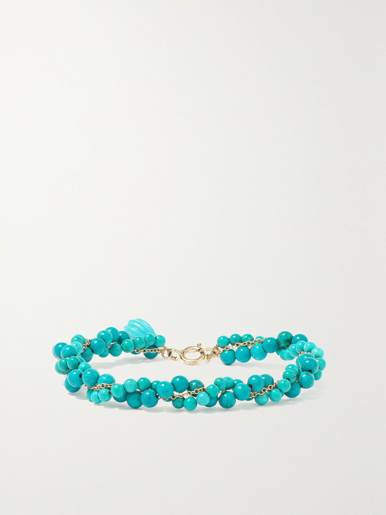 Shop Yvonne Léon 9-karat Gold, Turquoise And Topaz Bracelet