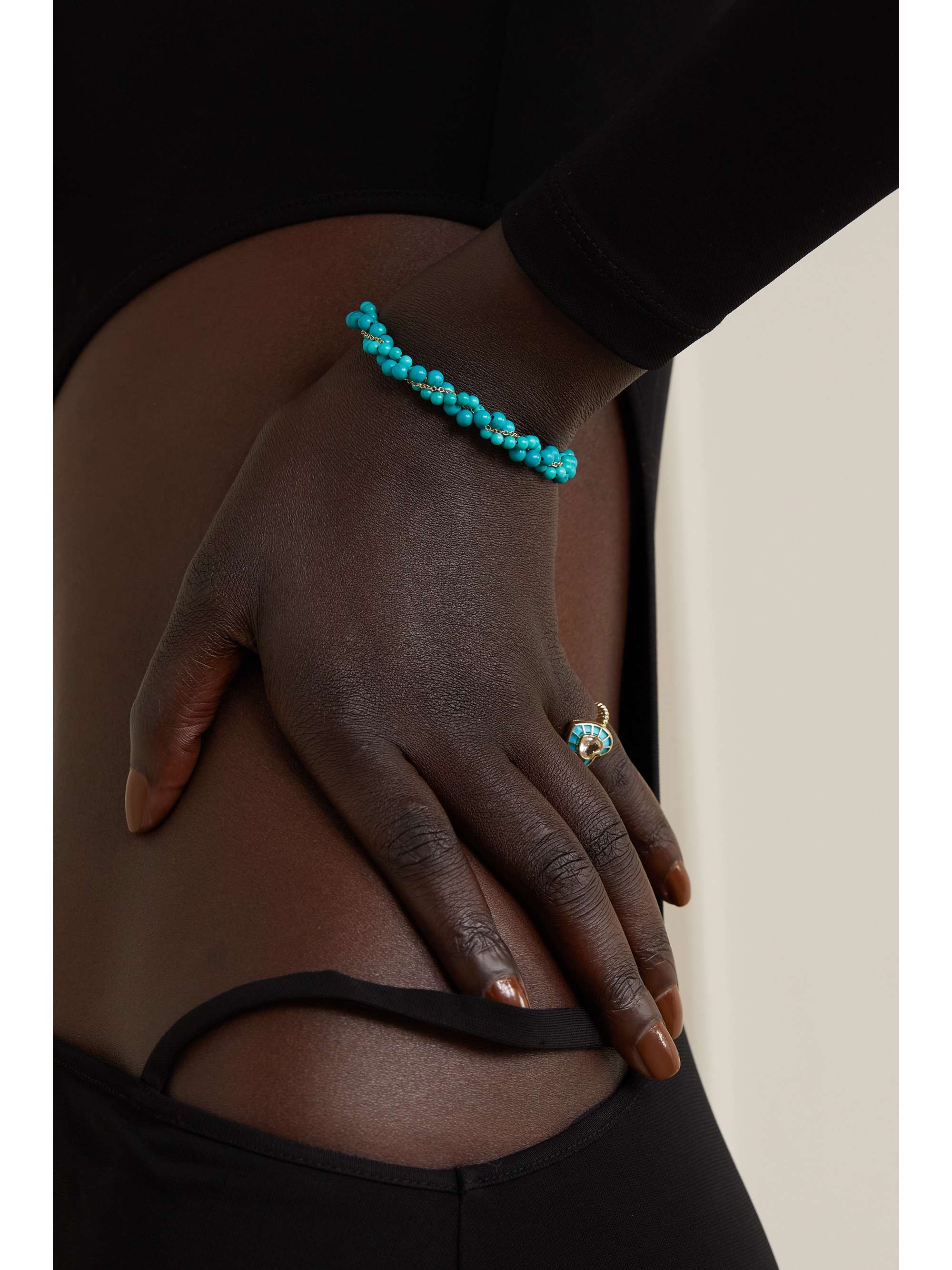 YVONNE LÉON 9-karat gold, turquoise and topaz bracelet
