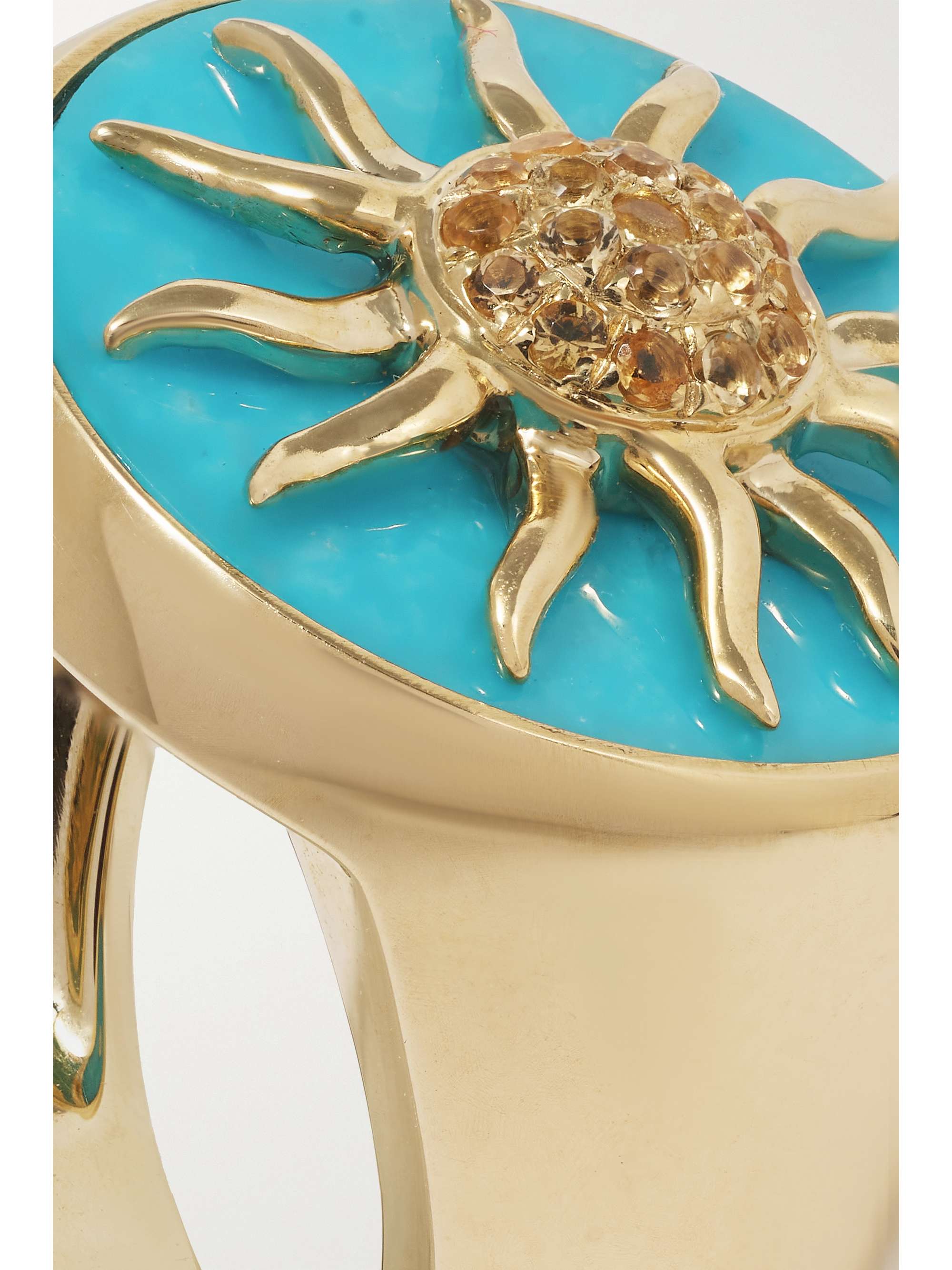 YVONNE LÉON Soleil 9-karat gold, turquoise and citrine signet ring