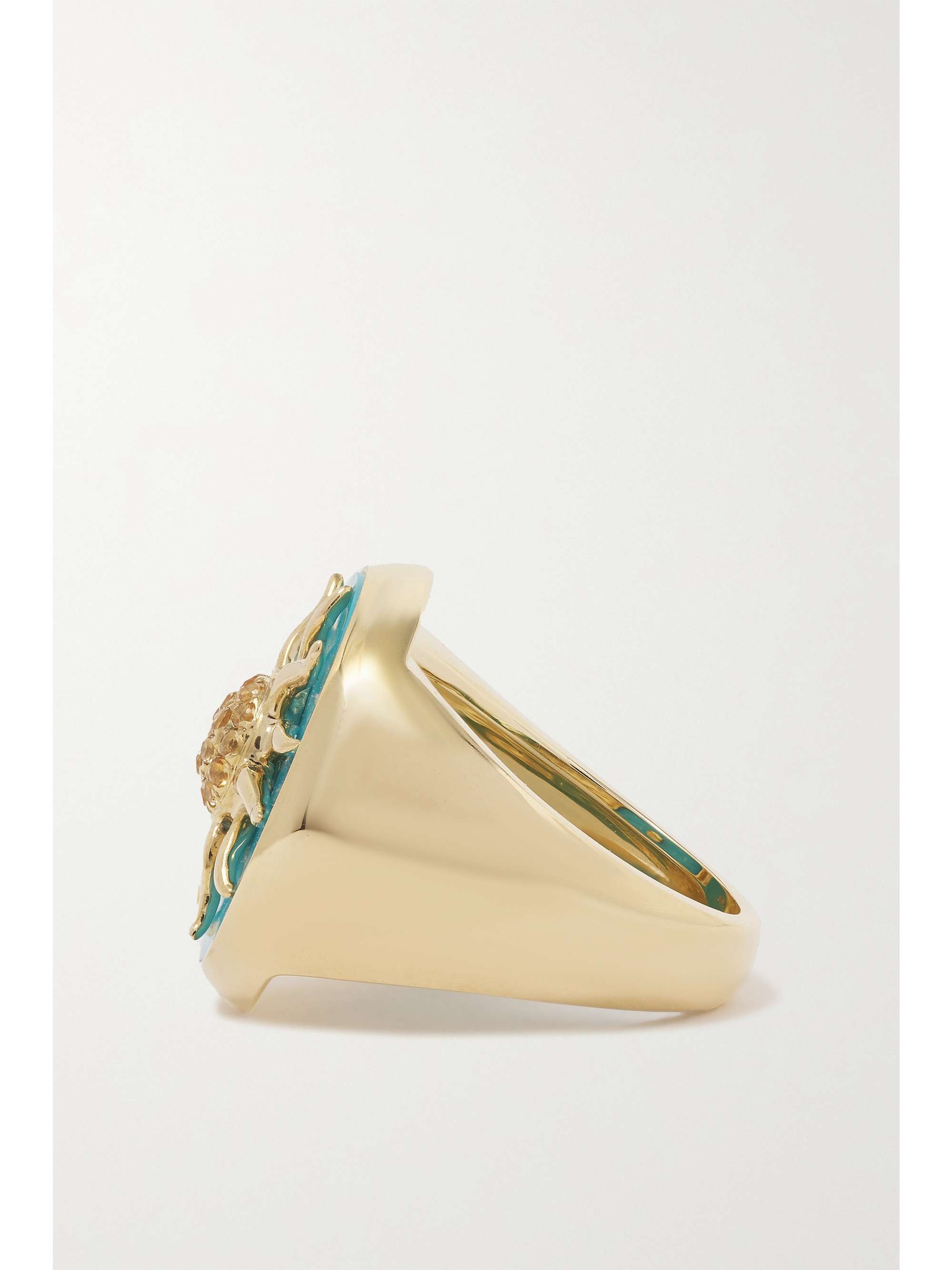 YVONNE LÉON Soleil 9-karat gold, turquoise and citrine signet ring