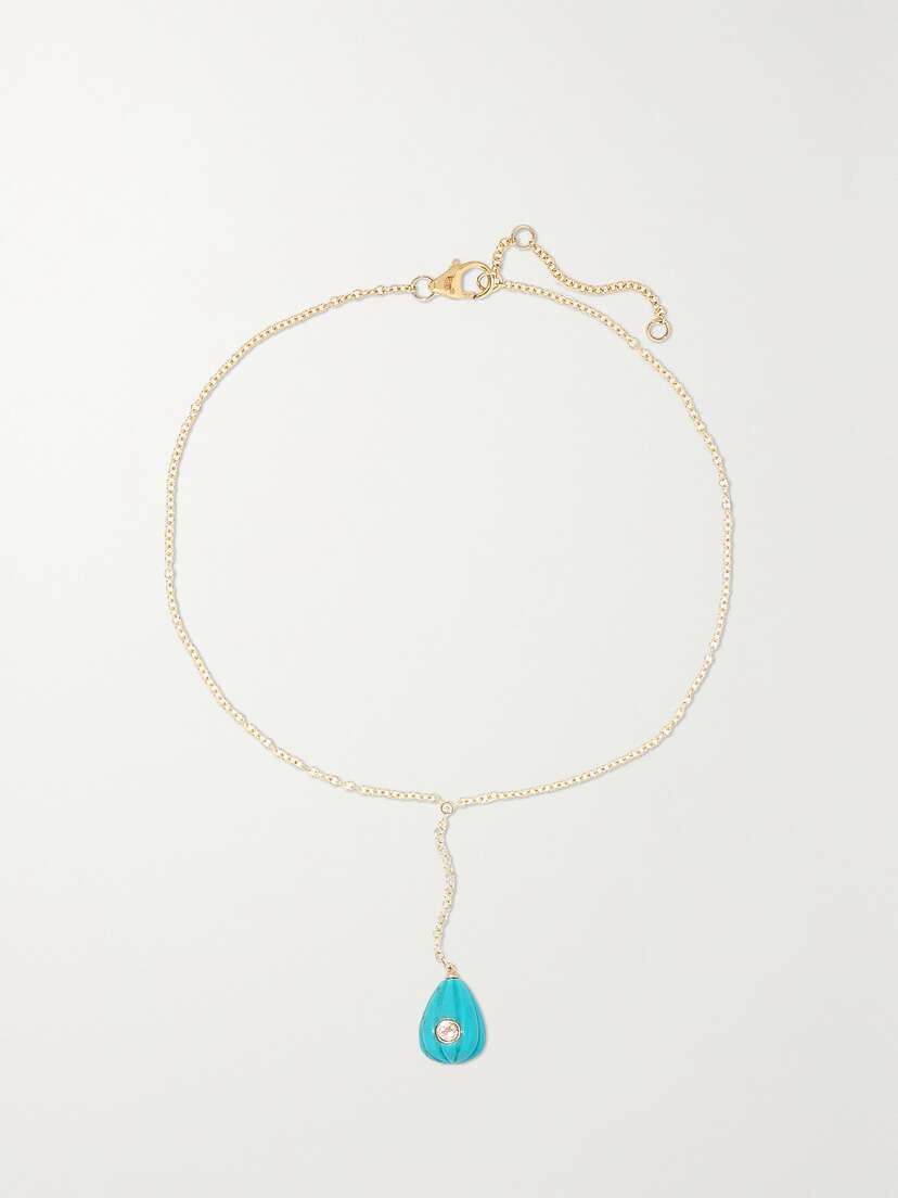 Yvonne Léon 9-karat Gold, Turquoise And Topaz Anklet