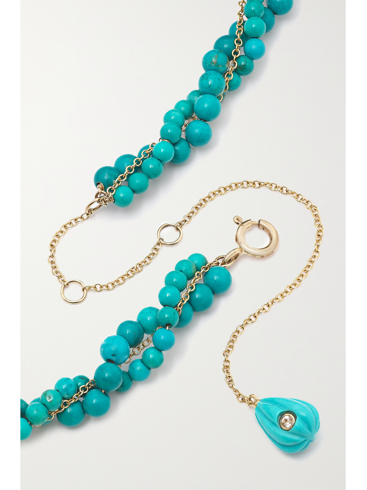 Shop Yvonne Léon 9-karat Gold, Turquoise And Topaz Necklace