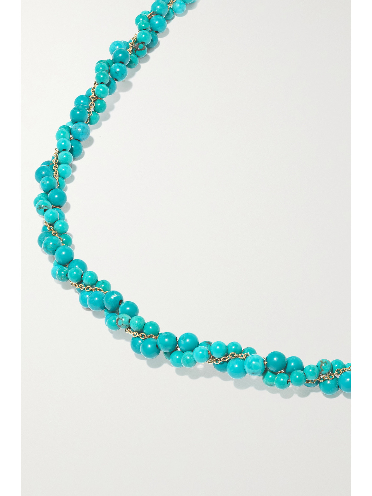 Shop Yvonne Léon 9-karat Gold, Turquoise And Topaz Necklace