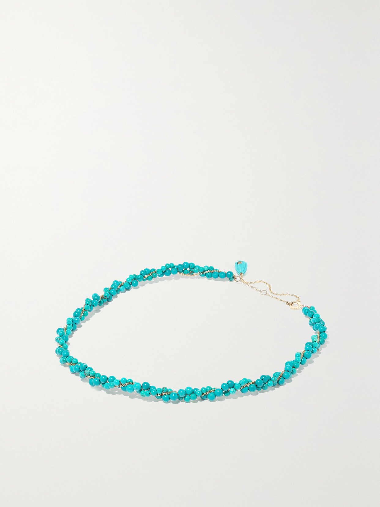 Shop Yvonne Léon 9-karat Gold, Turquoise And Topaz Necklace