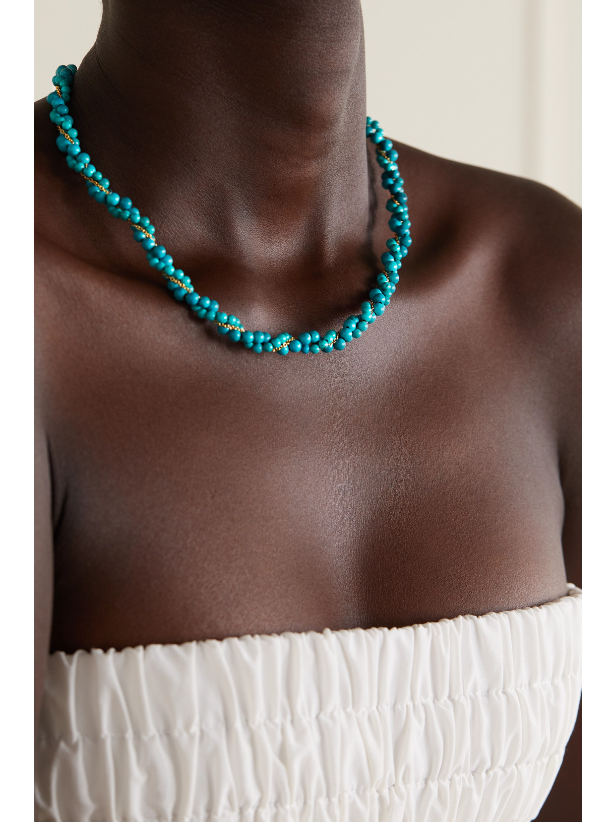 Shop Yvonne Léon 9-karat Gold, Turquoise And Topaz Necklace