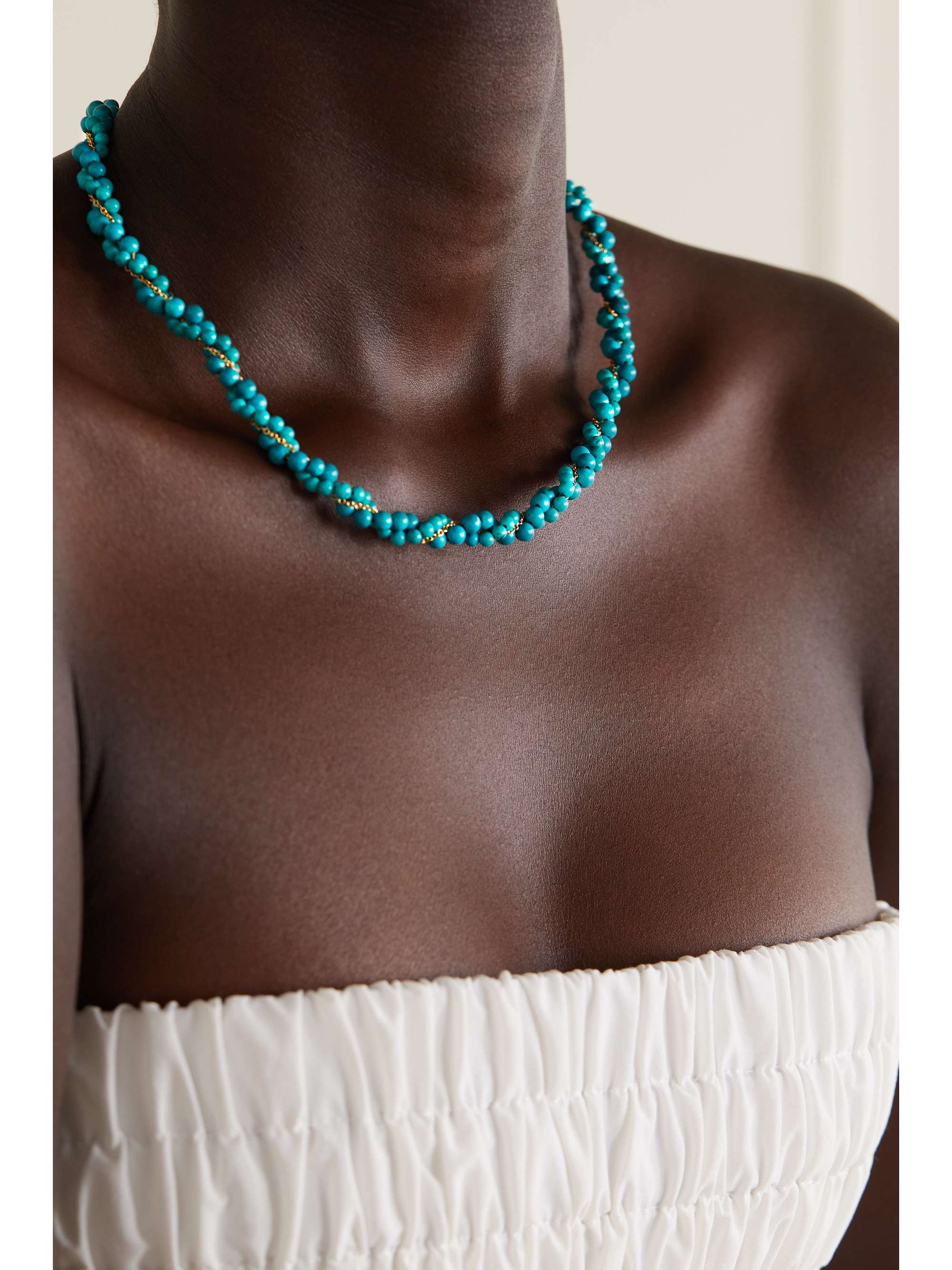 YVONNE LÉON 9-karat gold, turquoise and topaz necklace