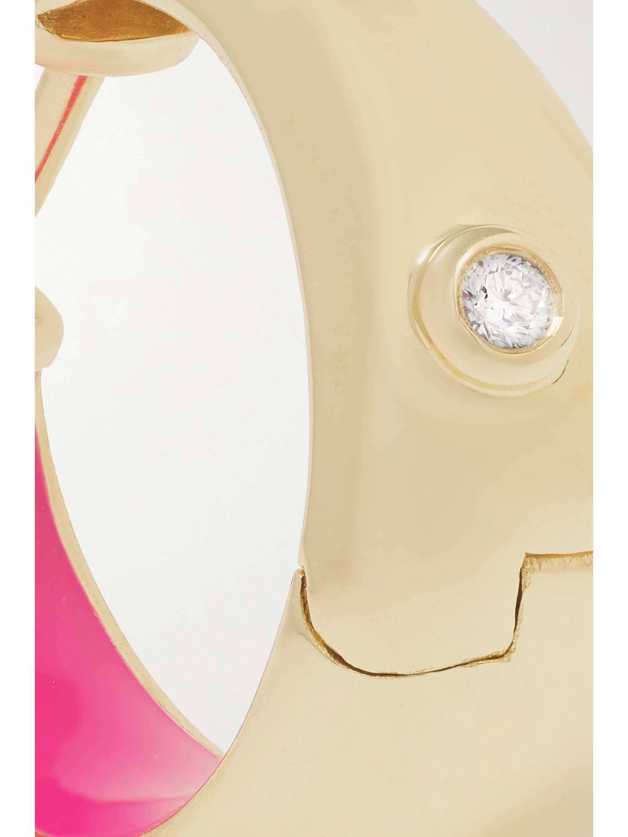 YVONNE LÉON 9-karat gold, enamel and diamond hoop earrings