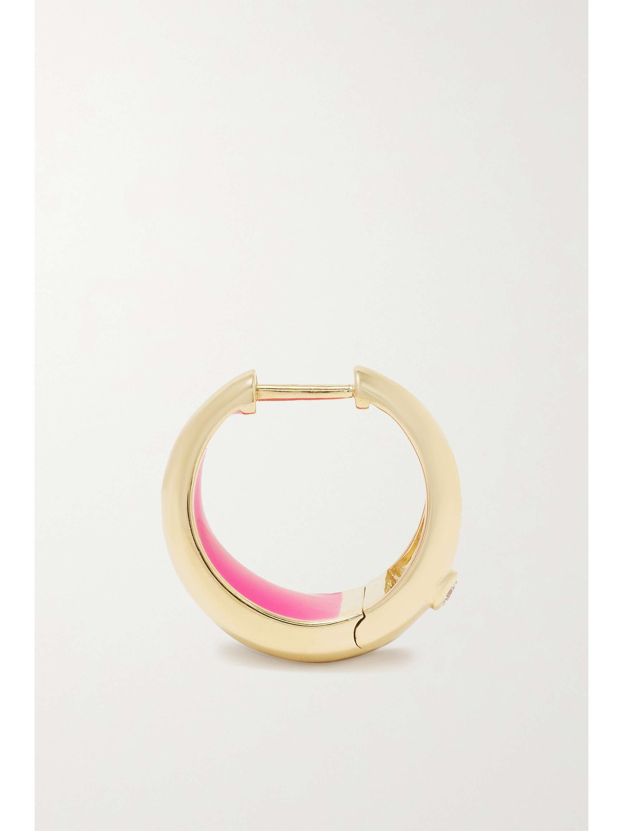 YVONNE LÉON 9-karat gold, enamel and diamond hoop earrings