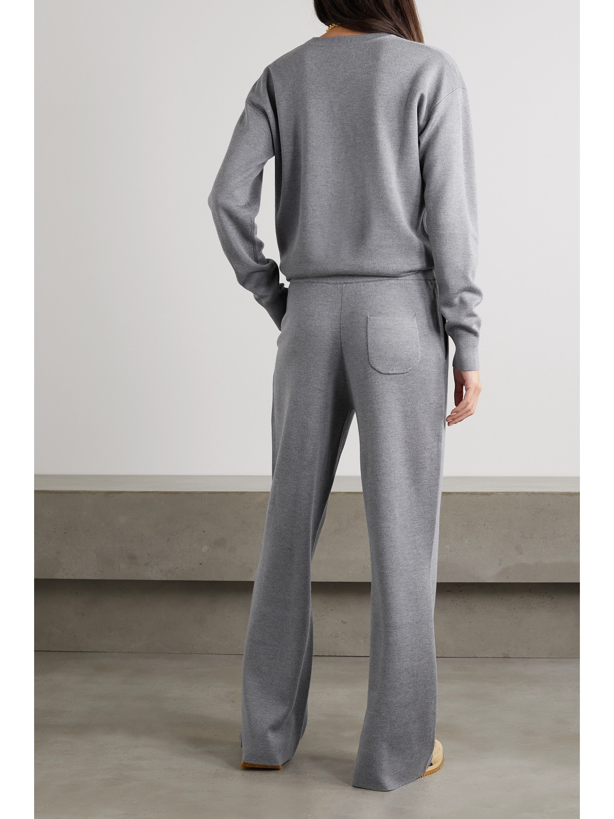 Shop Olivia Von Halle Carmel Silk And Cashmere-blend Sweatshirt And Track Pants Set In Gray