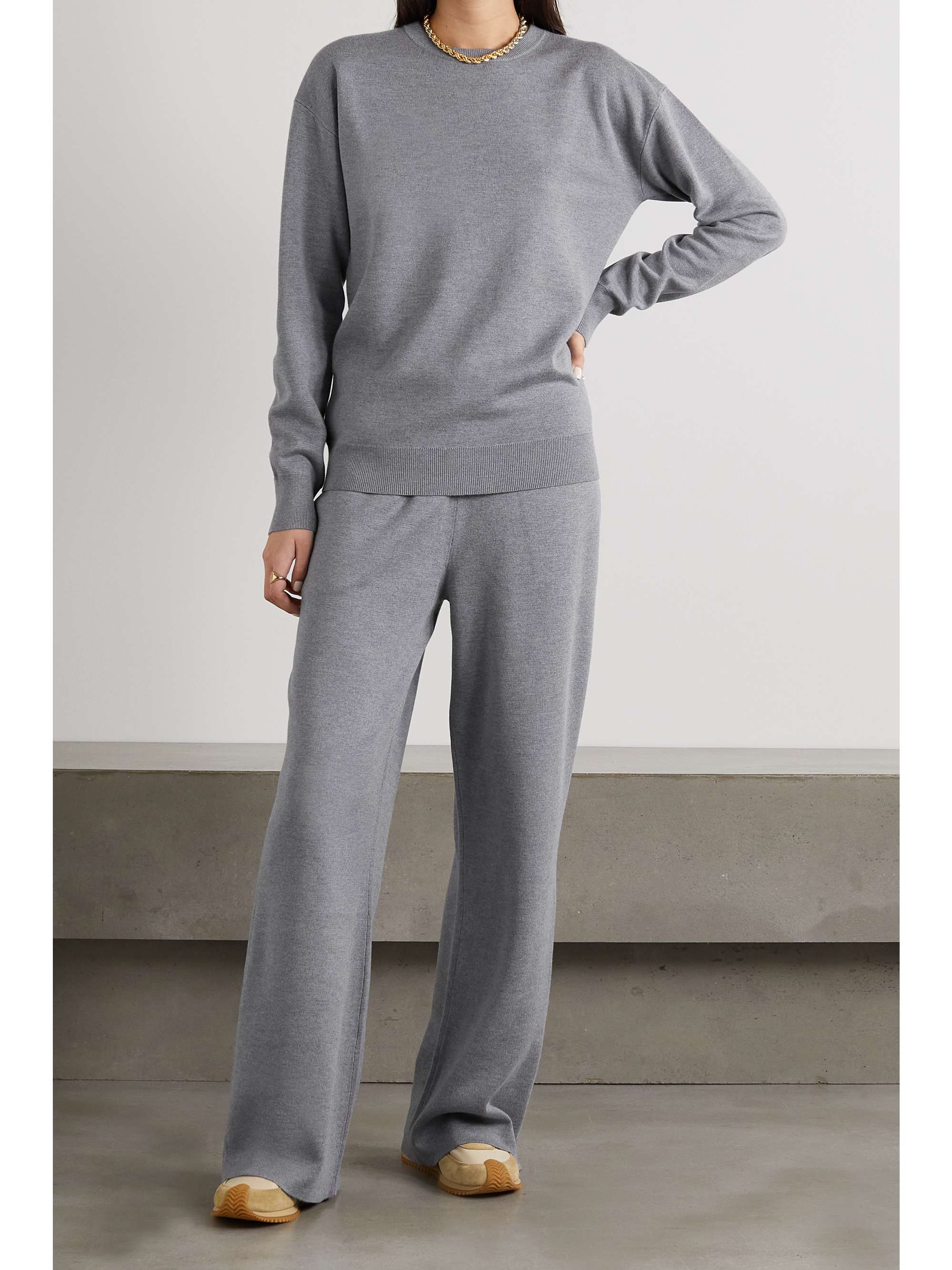 OLIVIA VON HALLE Carmel silk and cashmere-blend sweatshirt and track pants set