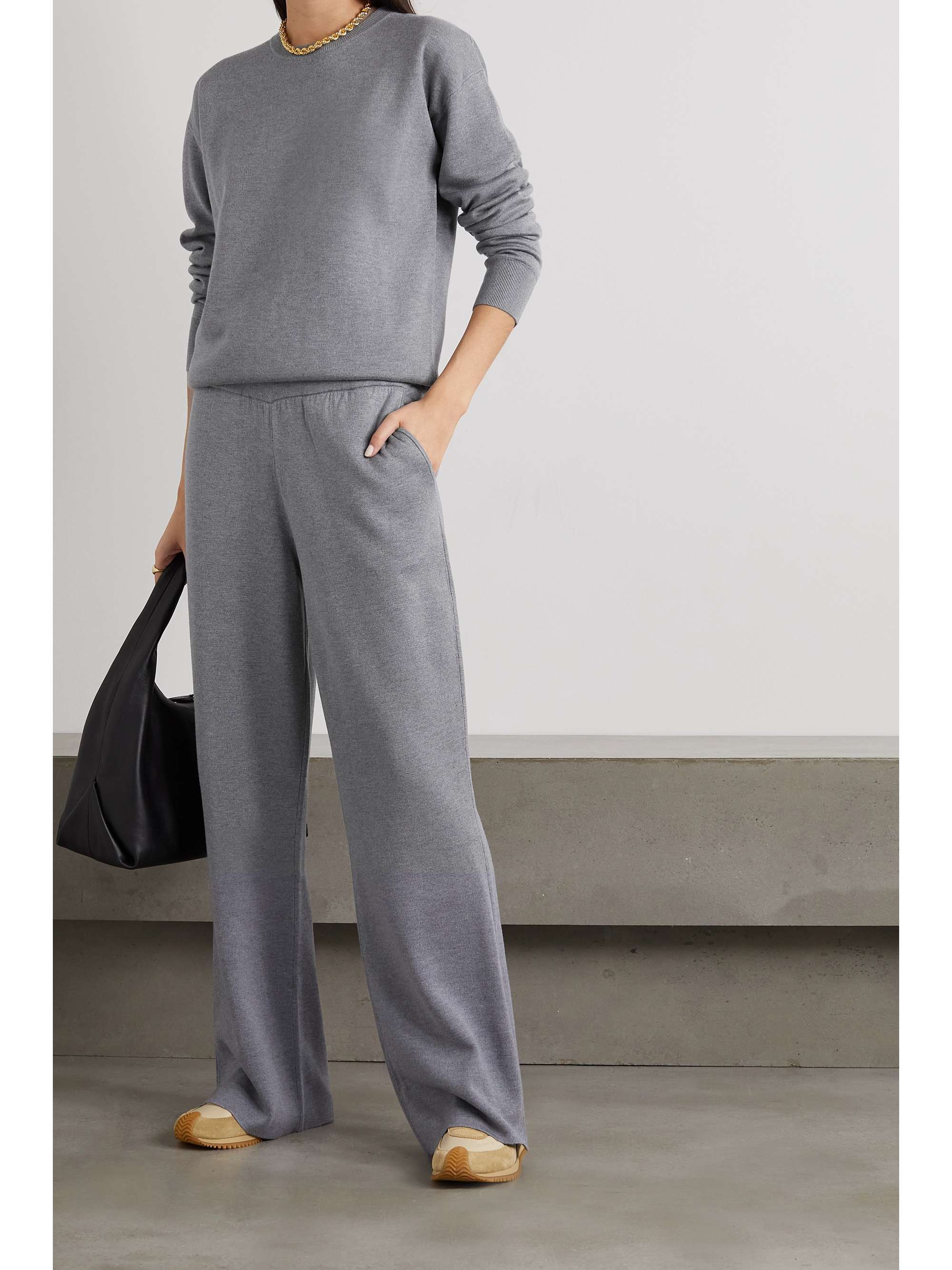 OLIVIA VON HALLE Carmel silk and cashmere-blend sweatshirt and track pants  set