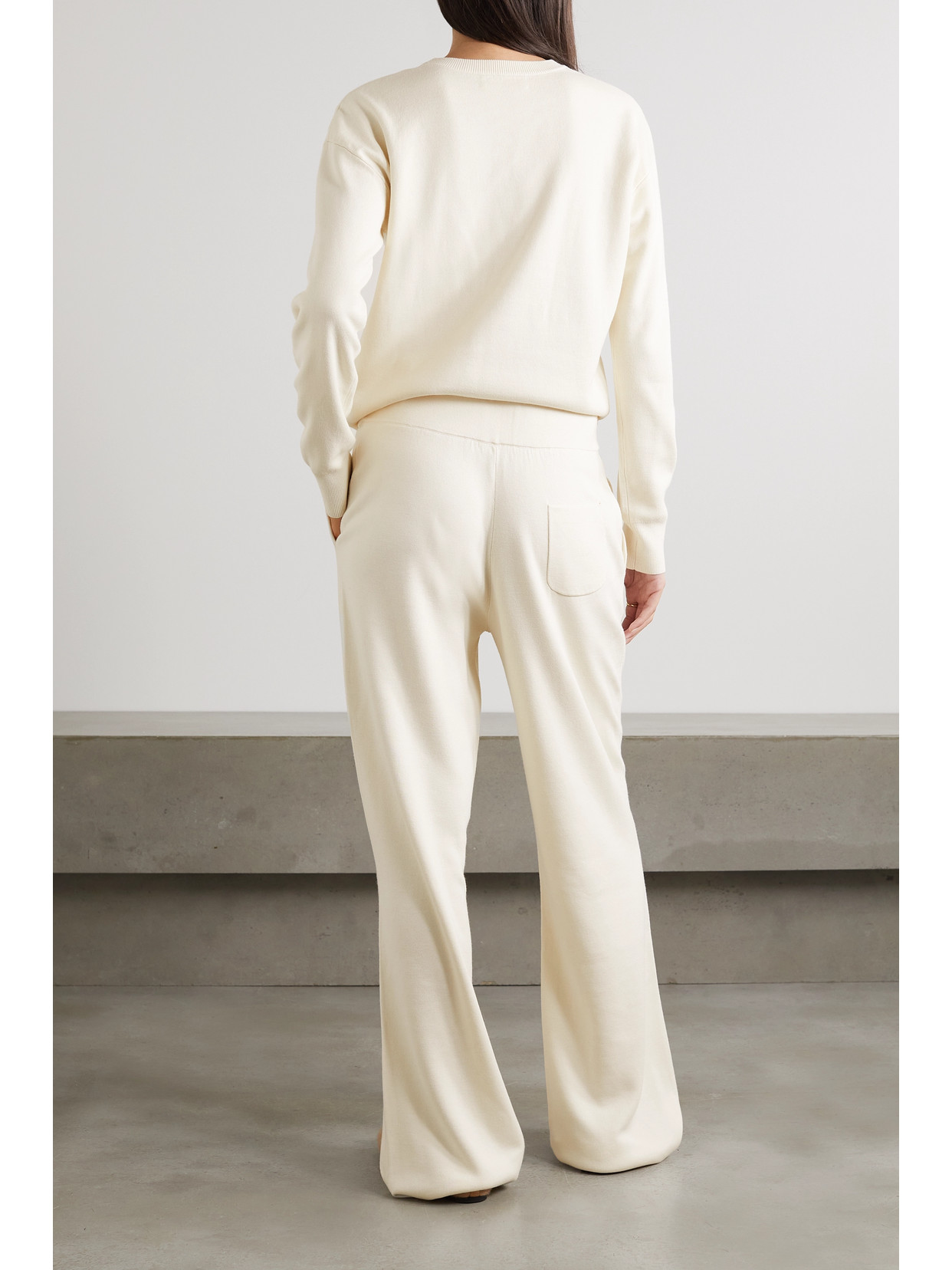 Shop Olivia Von Halle Carmel Silk And Cashmere-blend Sweatshirt And Track Pants Set In White