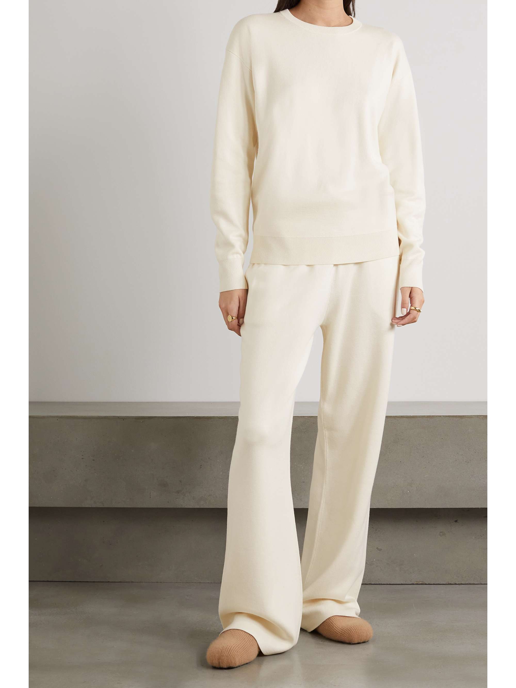 OLIVIA VON HALLE Carmel silk and cashmere-blend sweatshirt and track pants set