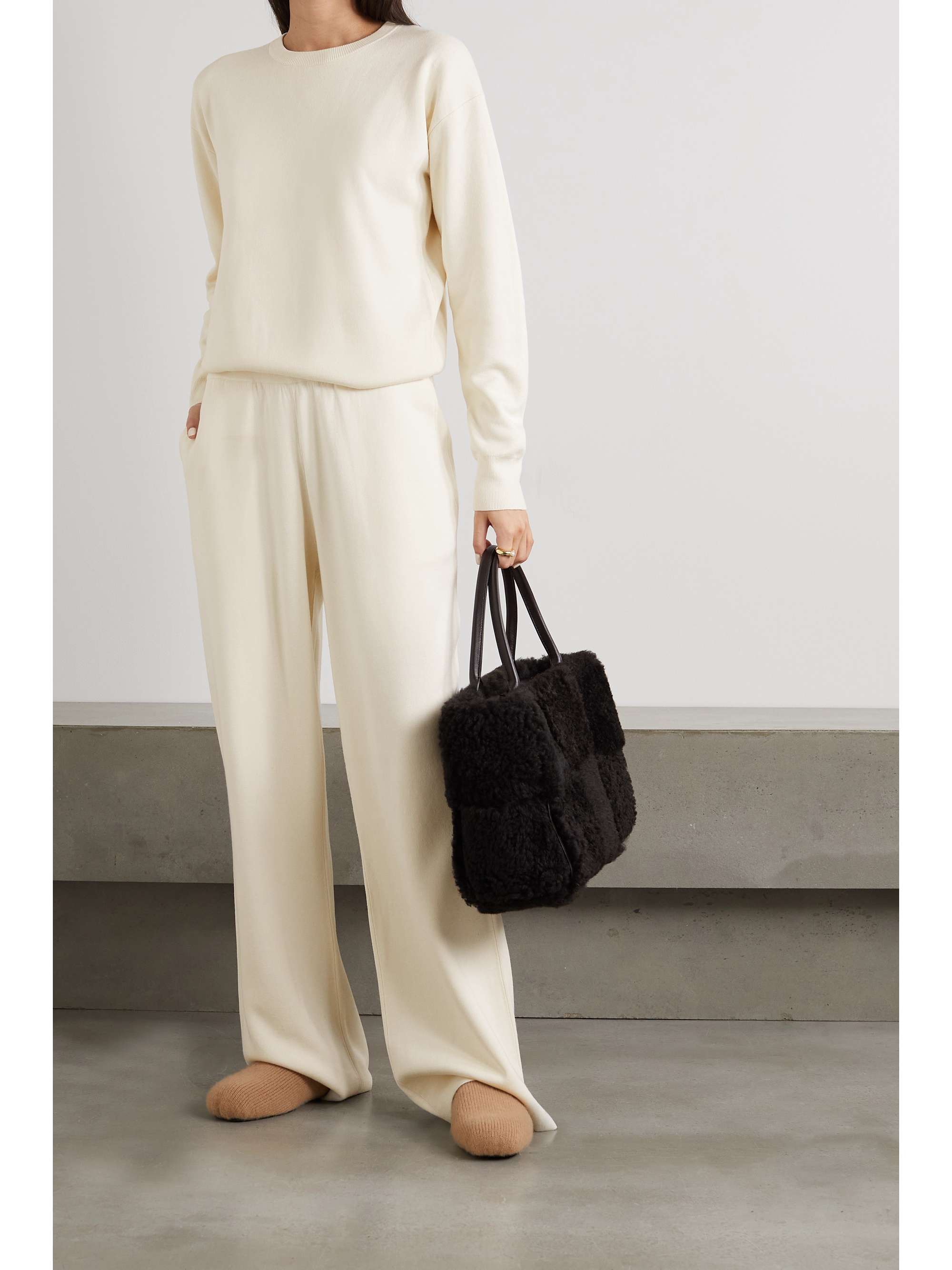 OLIVIA VON HALLE Carmel silk and cashmere-blend sweatshirt and track pants set