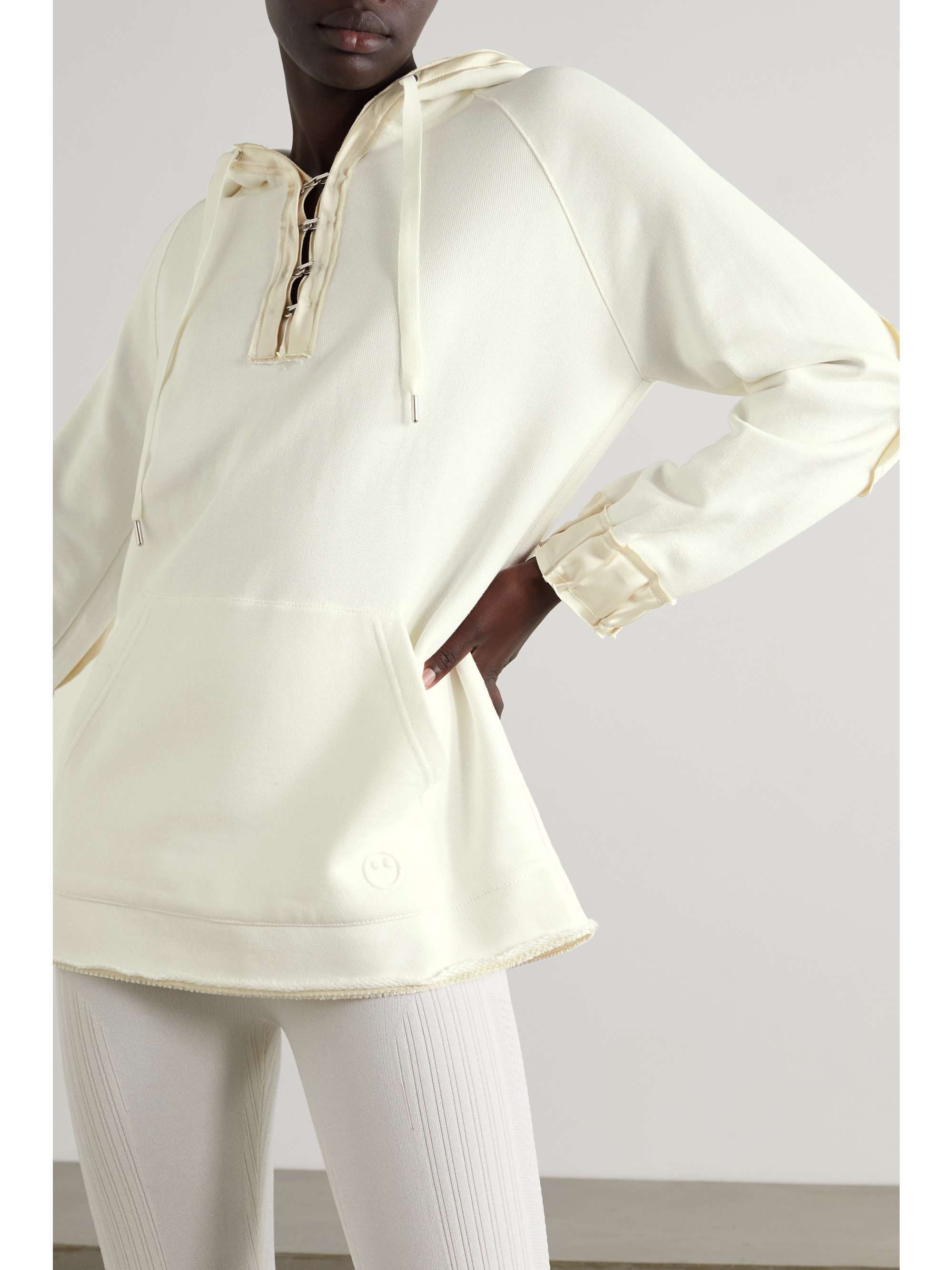 AZ FACTORY Free To oversized lace-up organic cotton and SeaCell-blend hoodie