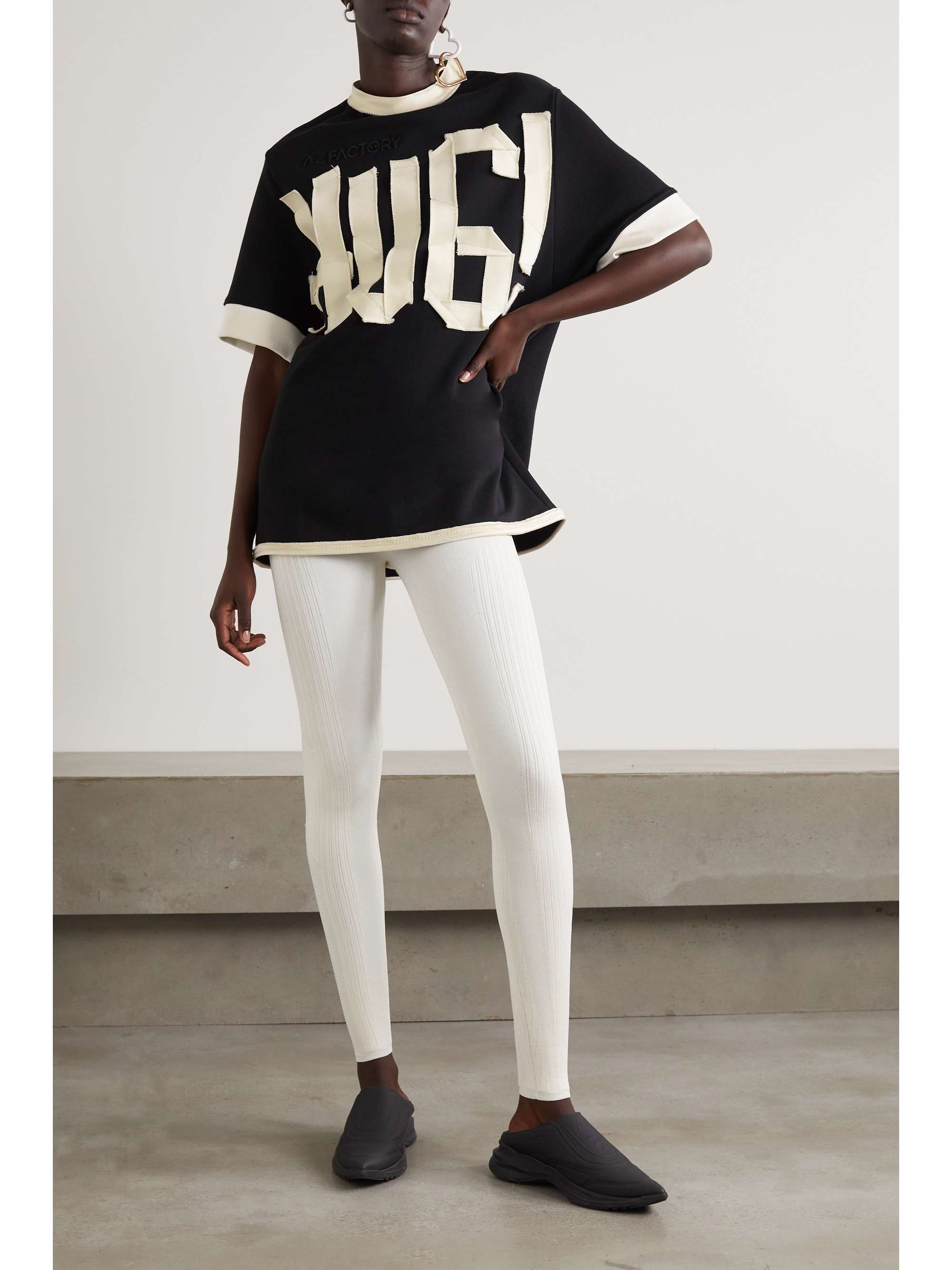 AZ FACTORY Free To appliquéd organic cotton-jersey T-shirt