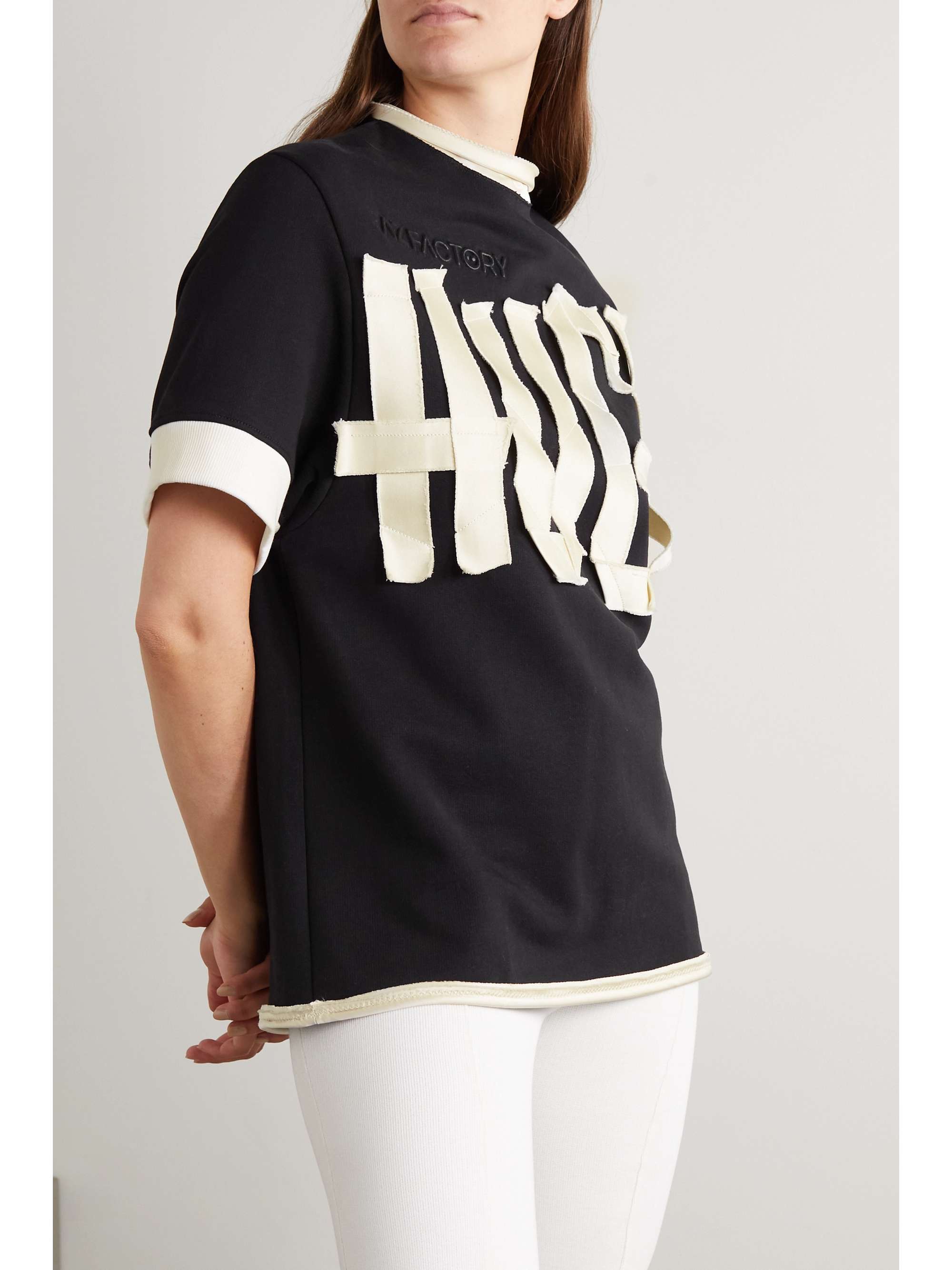 AZ FACTORY Free To appliquéd organic cotton-jersey T-shirt