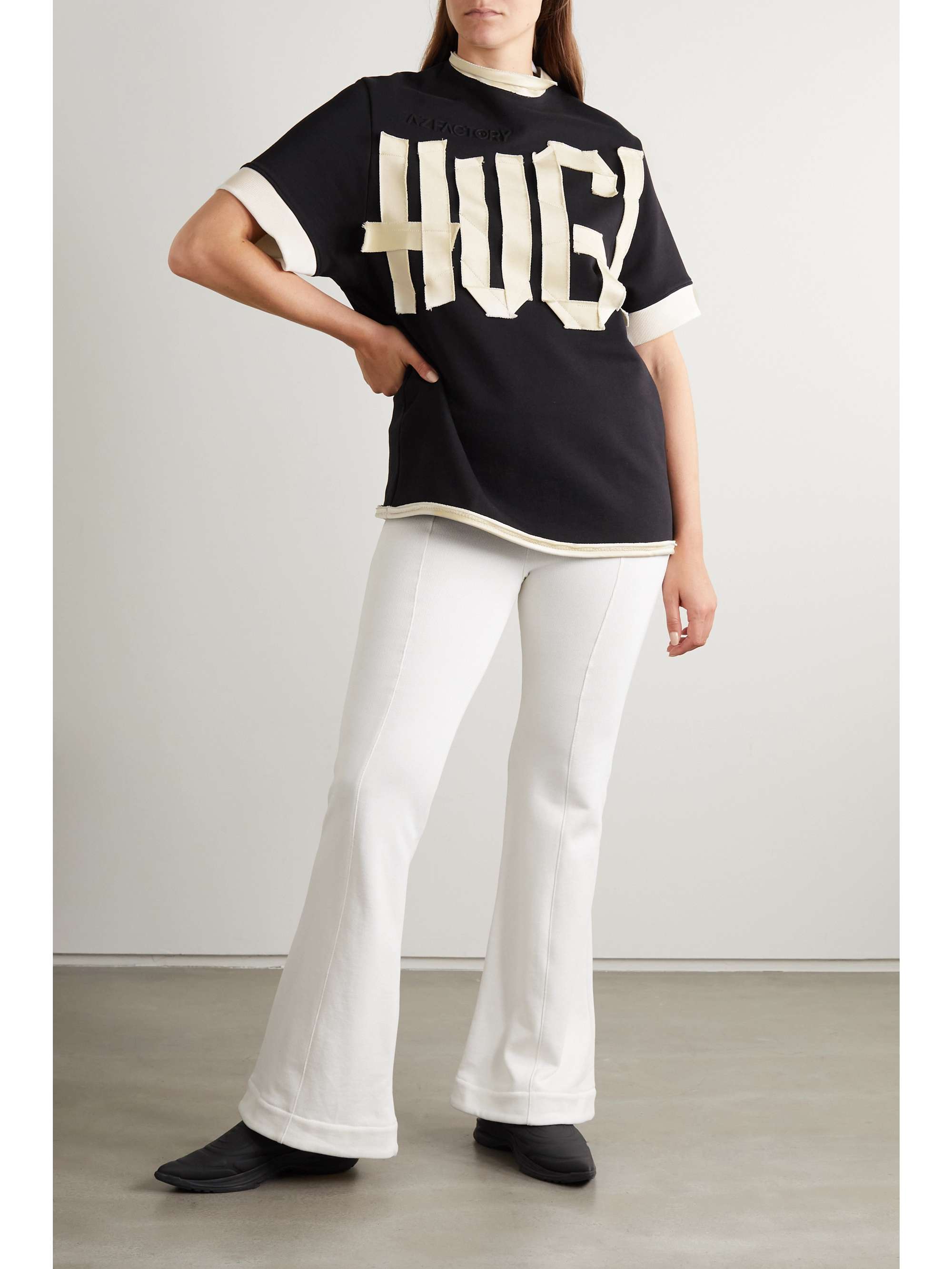 AZ FACTORY Free To appliquéd organic cotton-jersey T-shirt