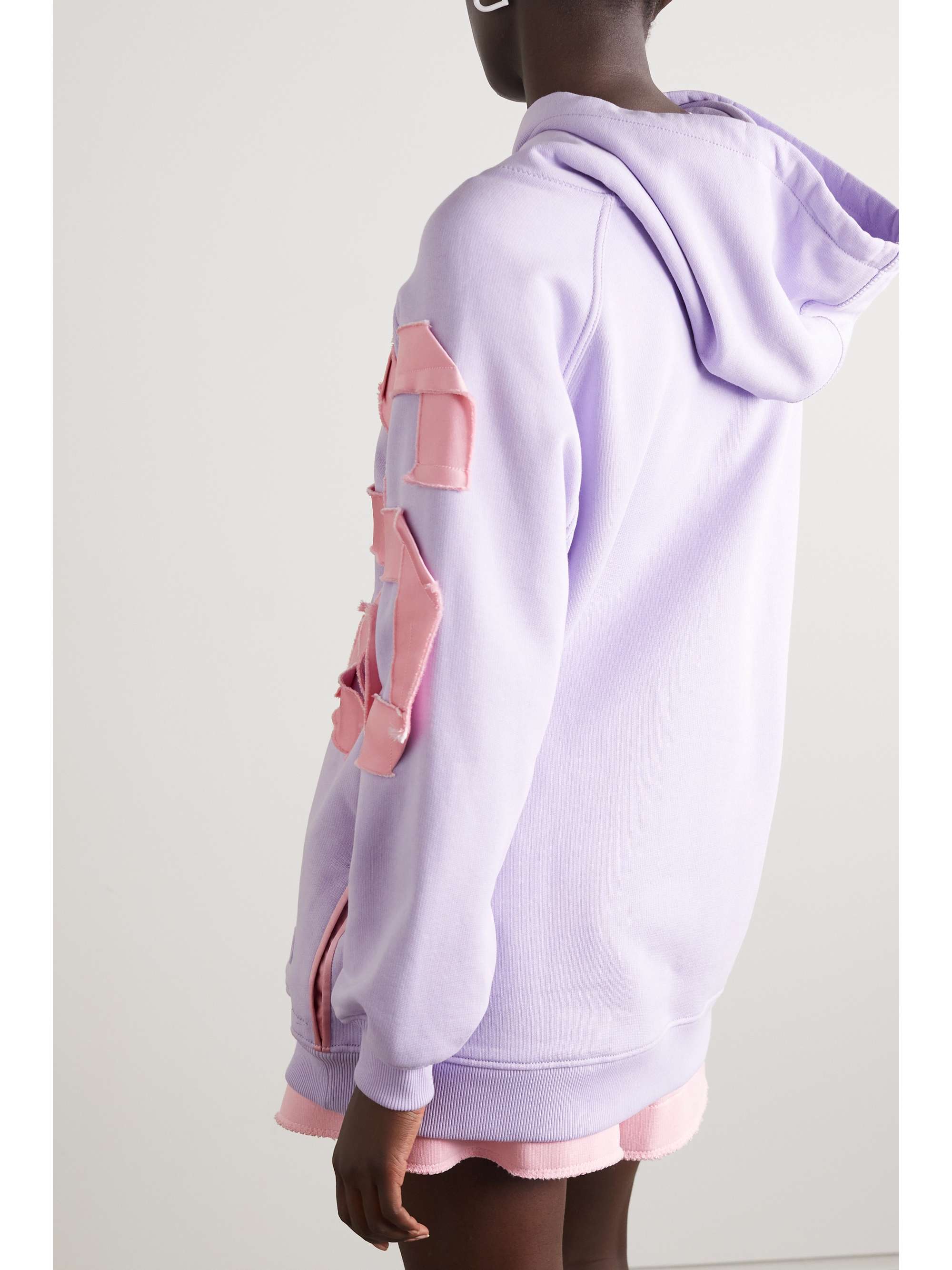 AZ FACTORY Free To oversized appliquéd organic cotton and PYRATEX SeaCell-blend hoodie