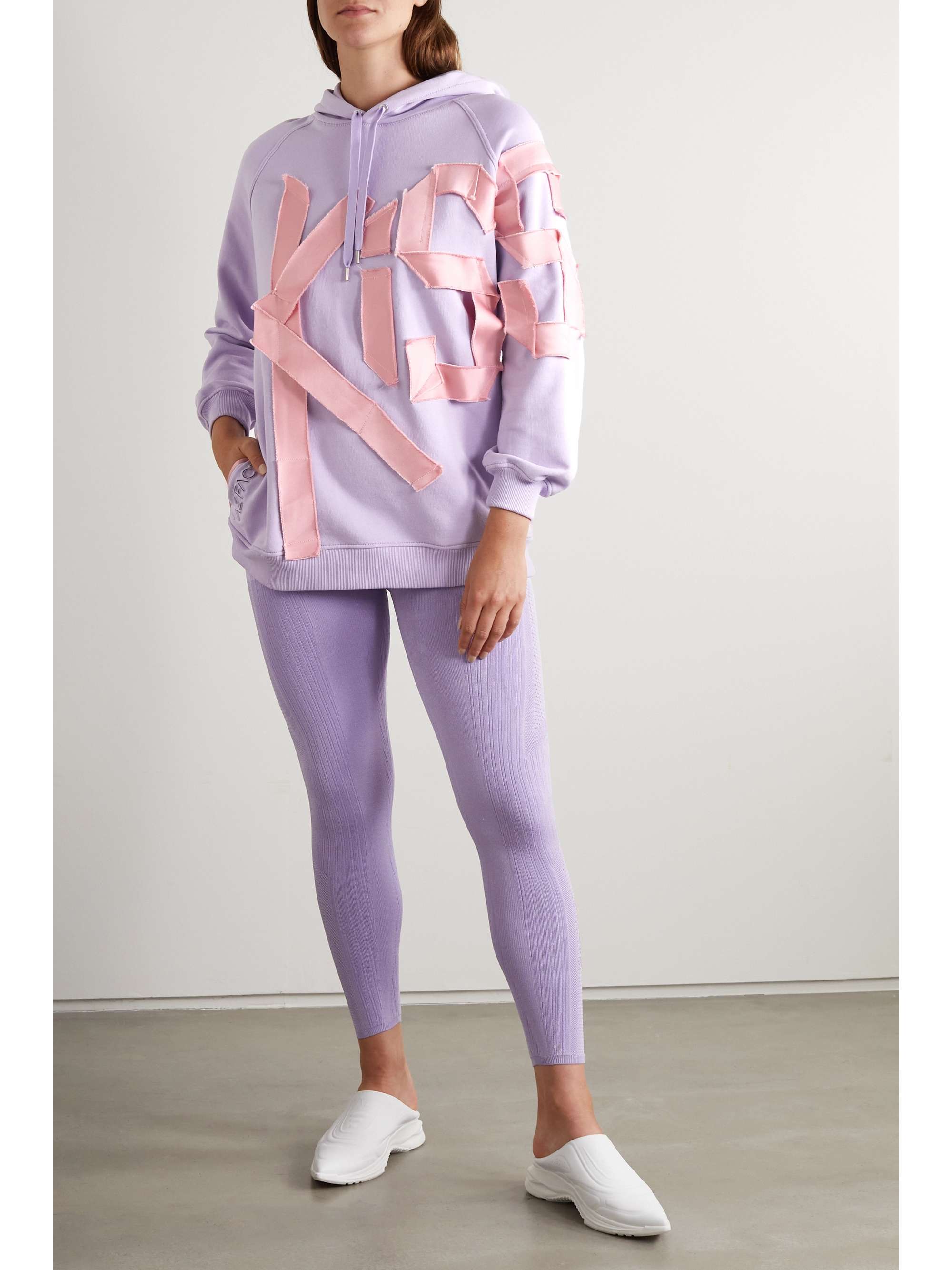 AZ FACTORY Free To oversized appliquéd organic cotton and PYRATEX SeaCell-blend hoodie