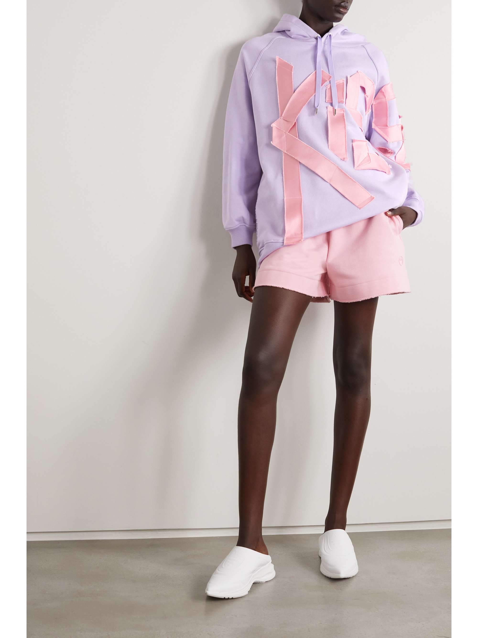 AZ FACTORY Free To oversized appliquéd organic cotton and PYRATEX SeaCell-blend hoodie