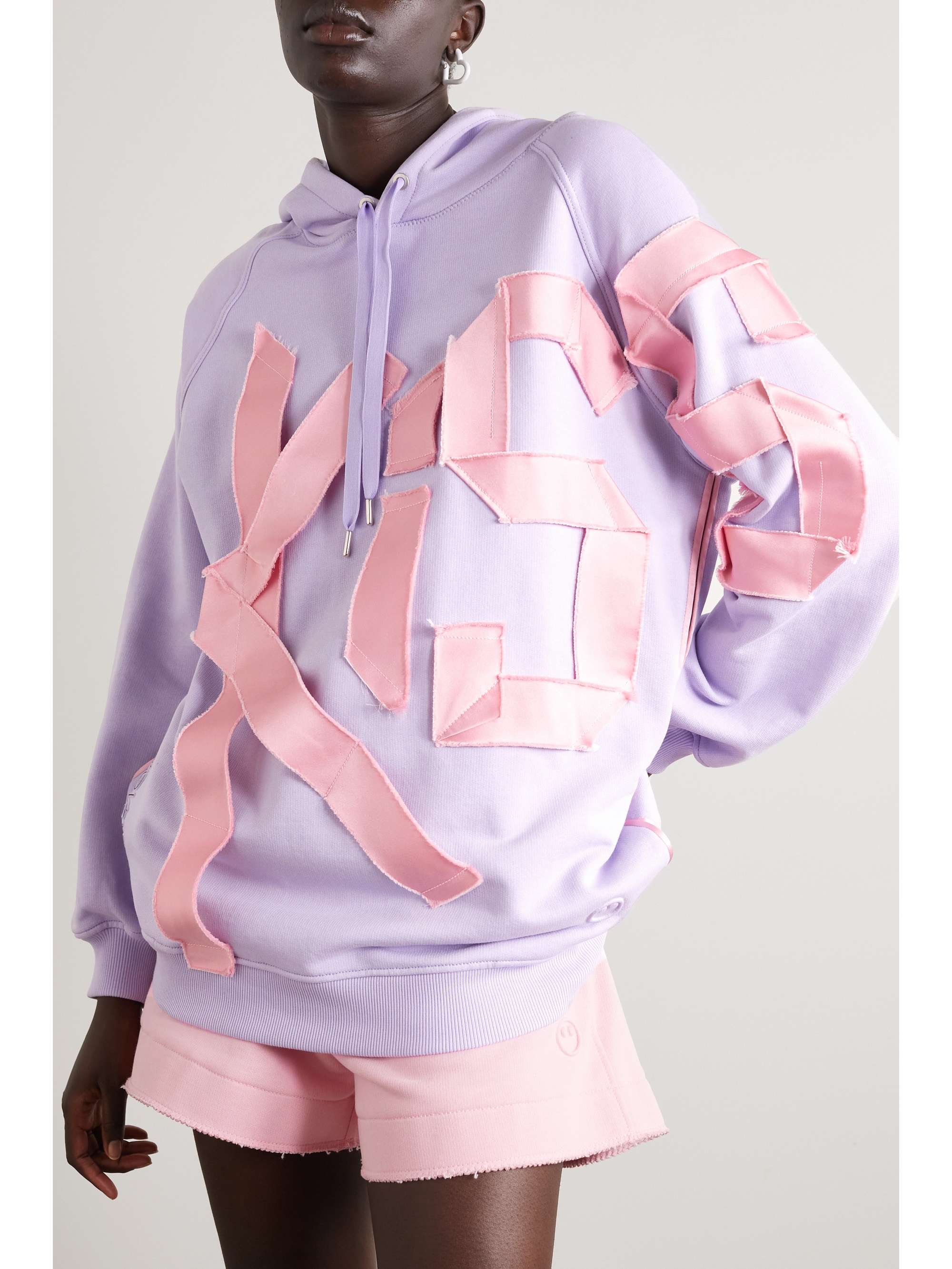 AZ FACTORY Free To oversized appliquéd organic cotton and PYRATEX SeaCell-blend hoodie
