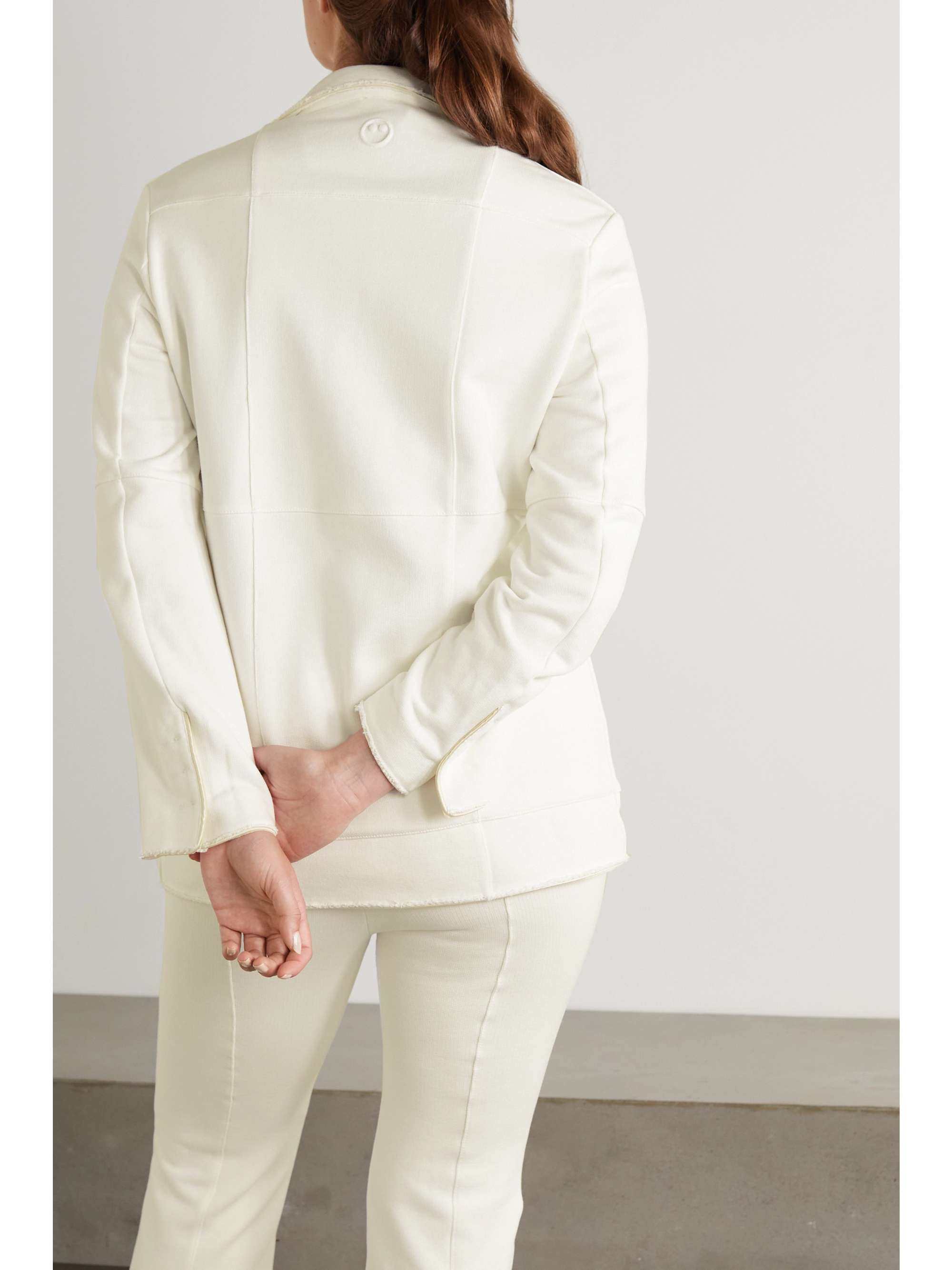 AZ FACTORY Free To appliquéd organic cotton and PYRATEX SeaCell-blend blazer