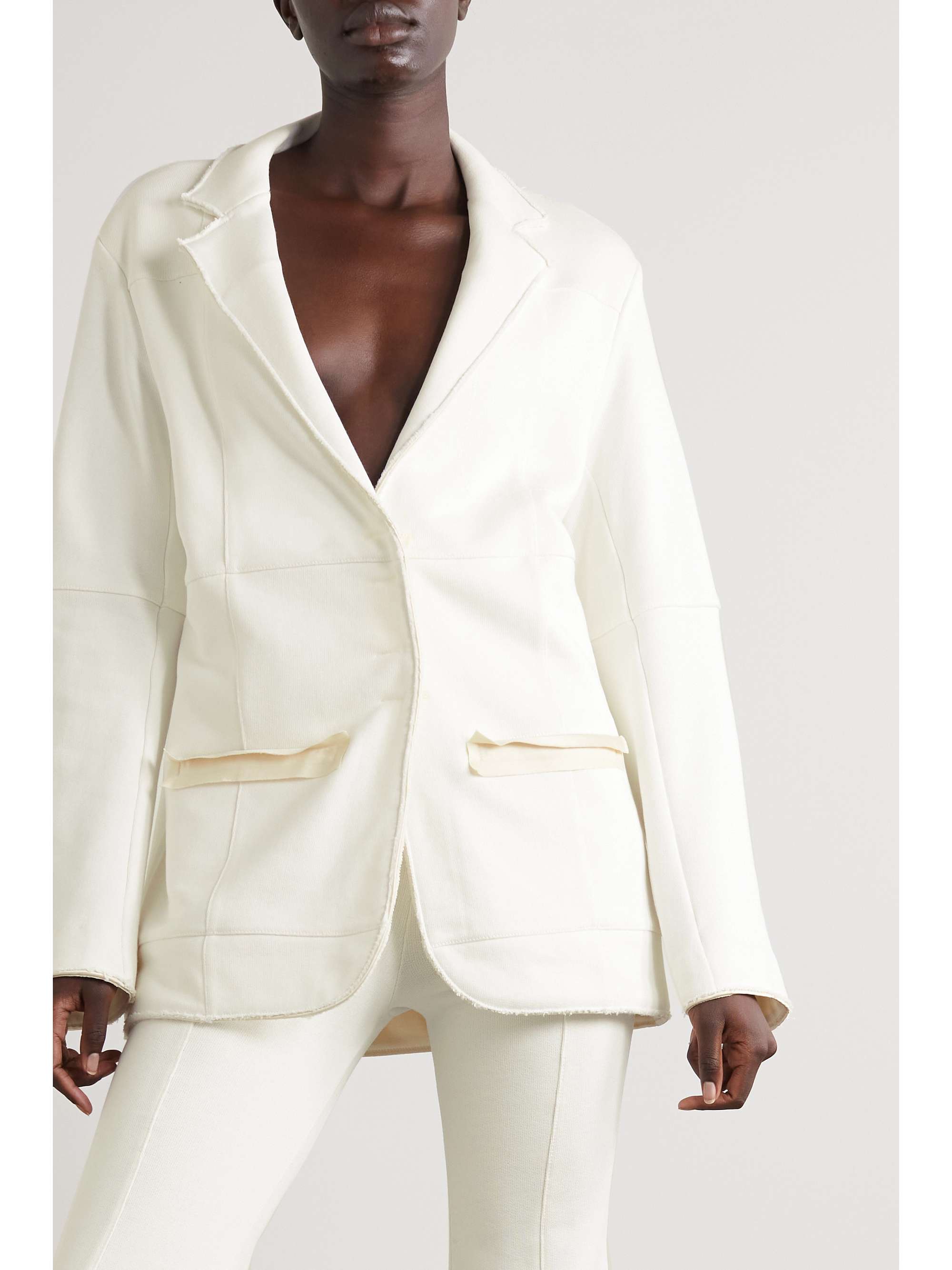 AZ FACTORY Free To appliquéd organic cotton and PYRATEX SeaCell-blend blazer