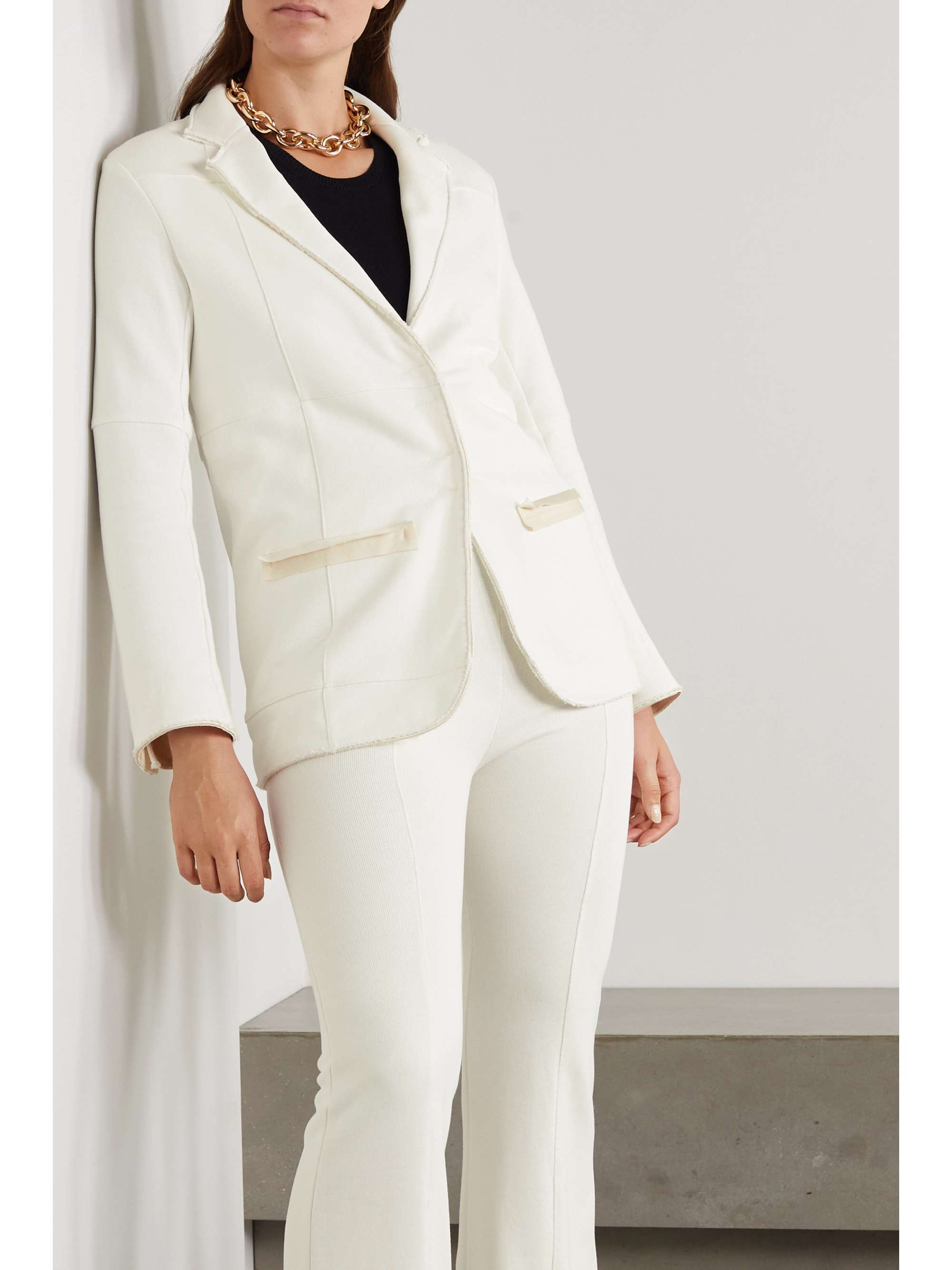 AZ FACTORY Free To appliquéd organic cotton and PYRATEX SeaCell-blend blazer