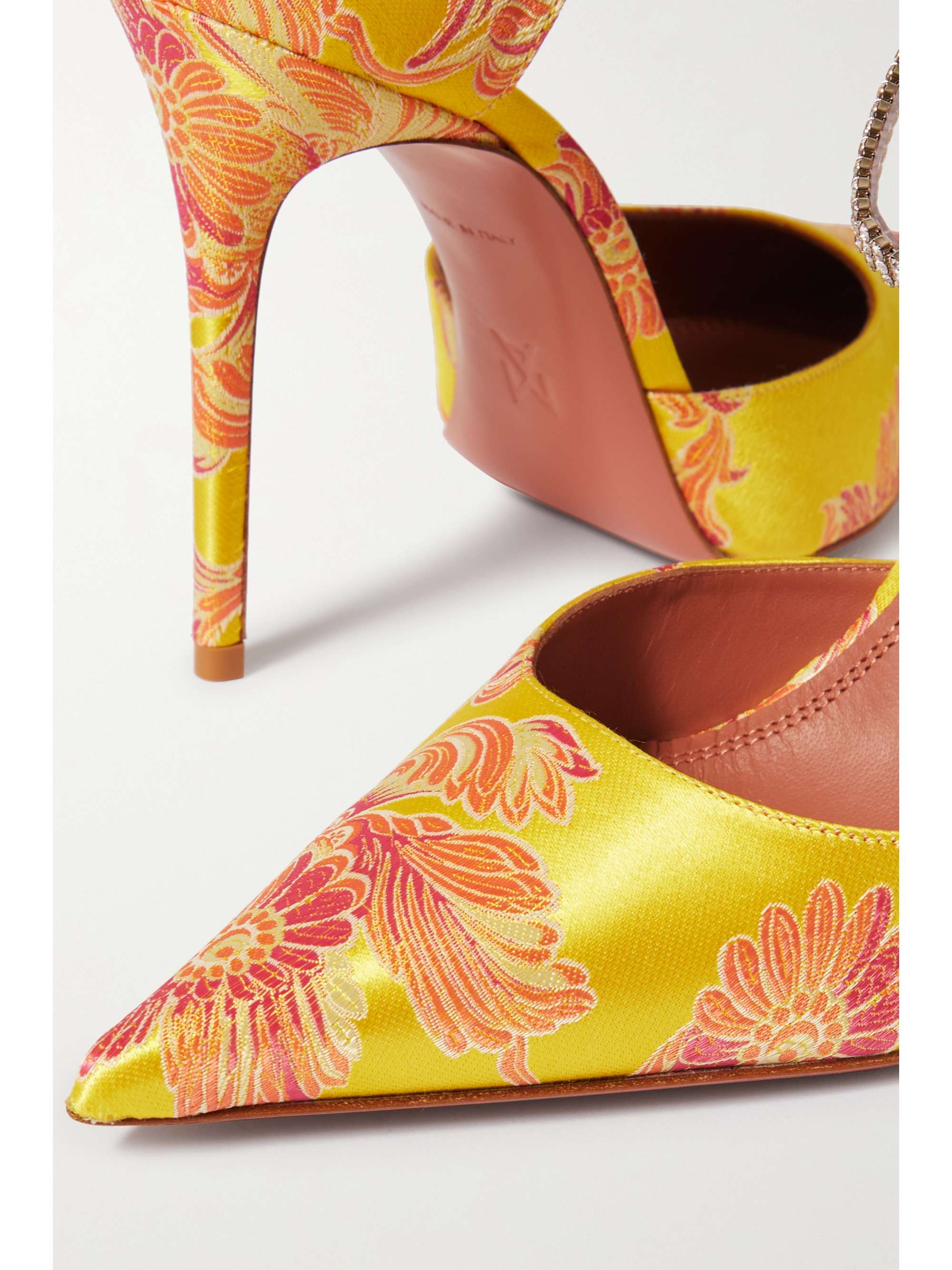 AMINA MUADDI Ursina crystal-embellished satin pumps