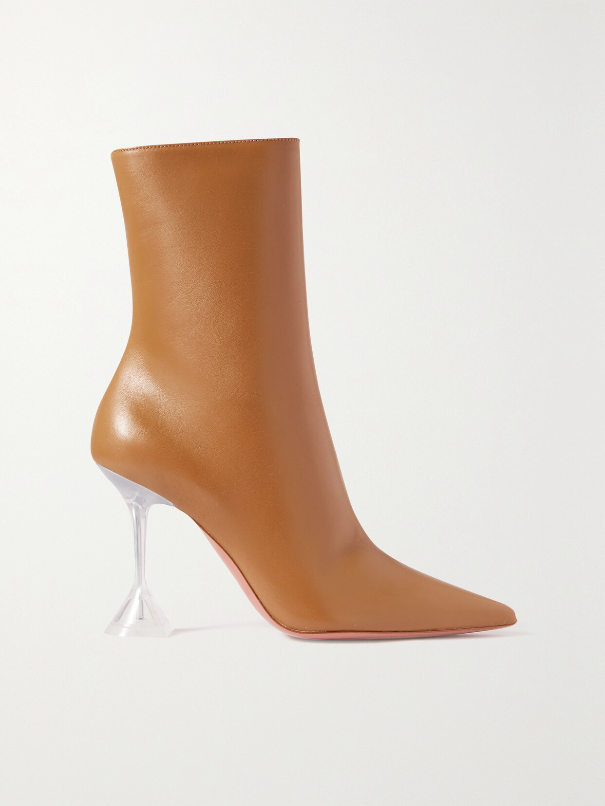 Amina Muaddi Giorgia Leather Ankle Boots In Camel