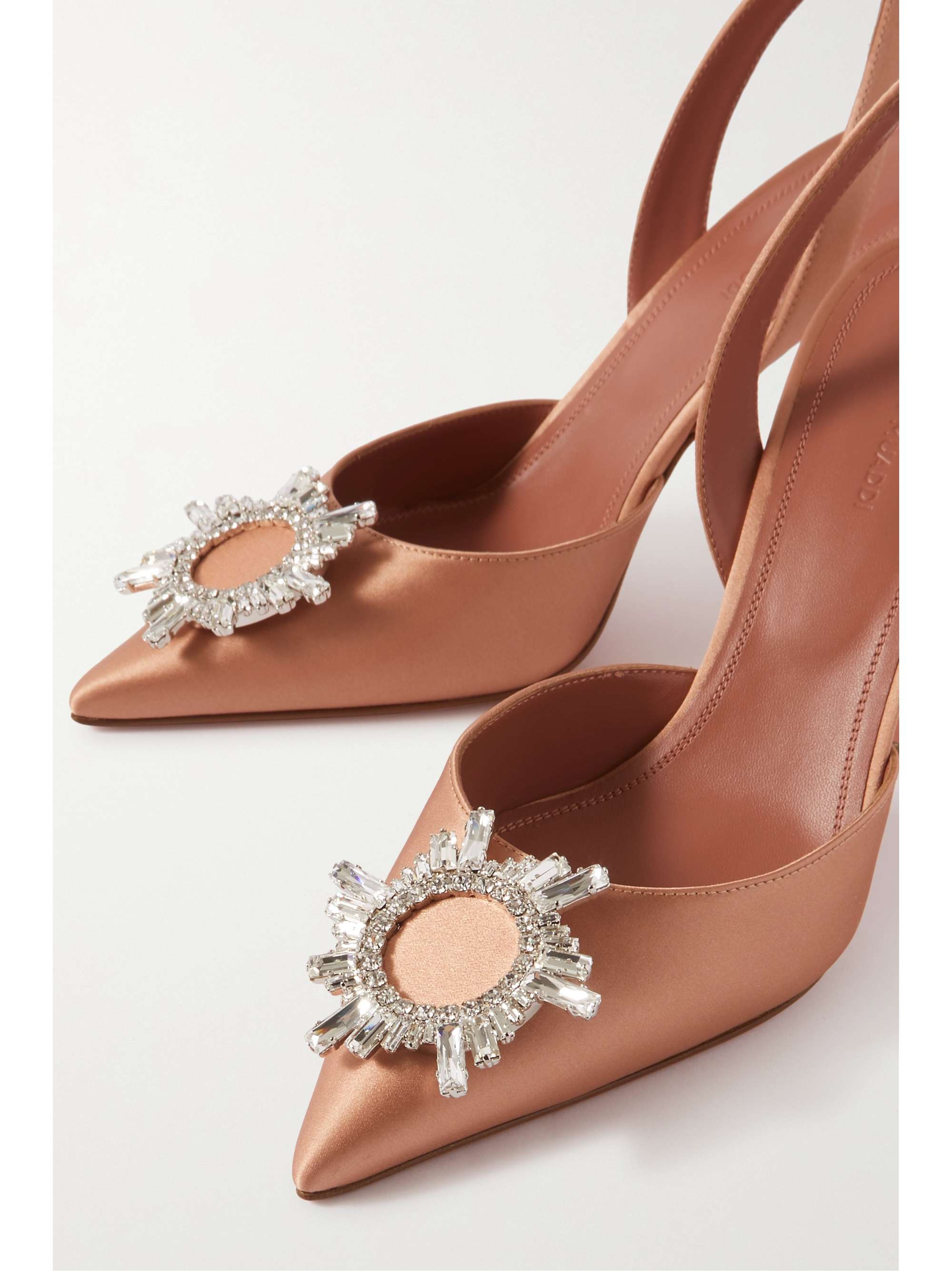 AMINA MUADDI Begum Swarovski crystal-embellished leather slingback pumps