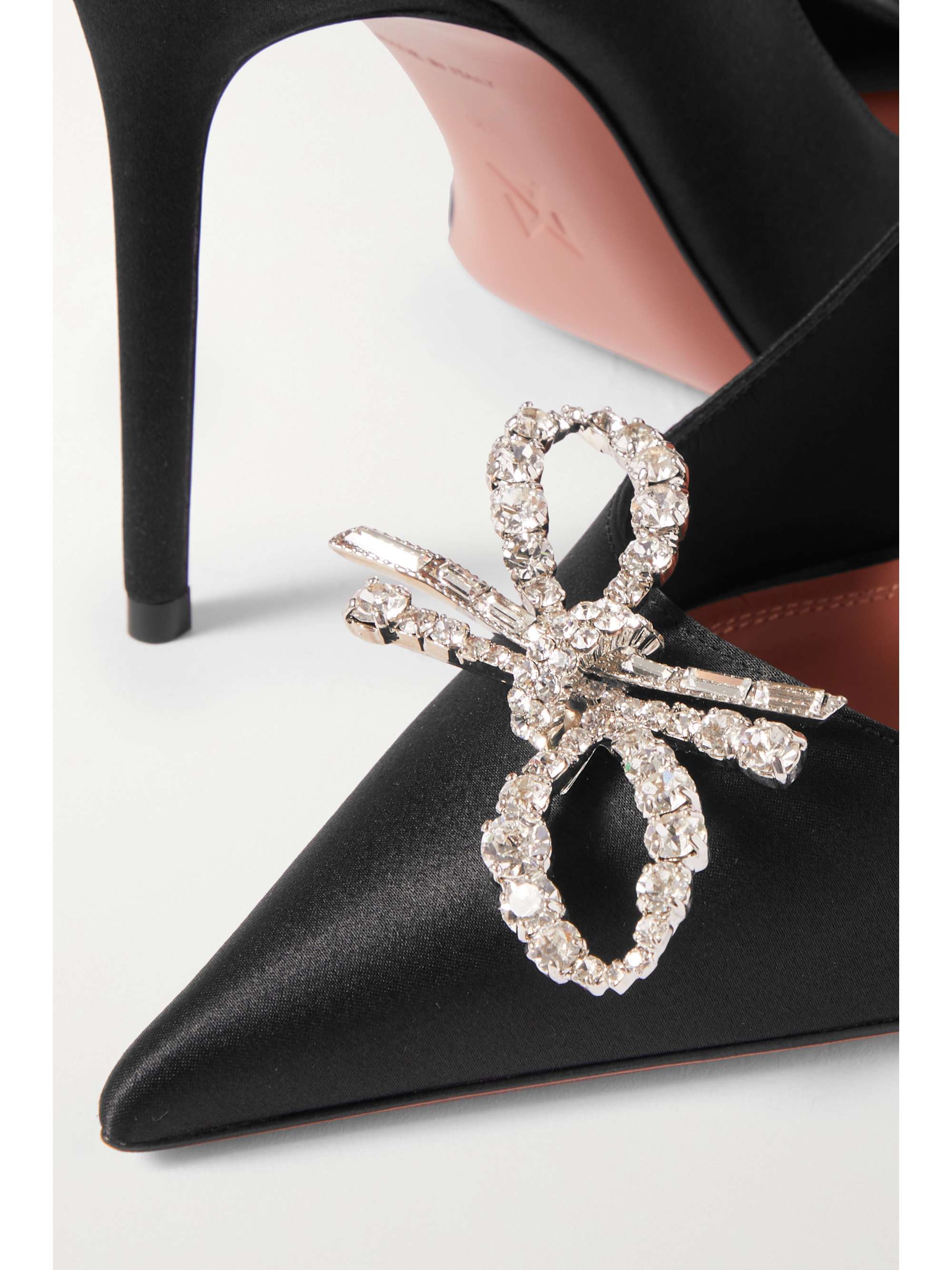 AMINA MUADDI Rosie crystal-embellished satin pumps