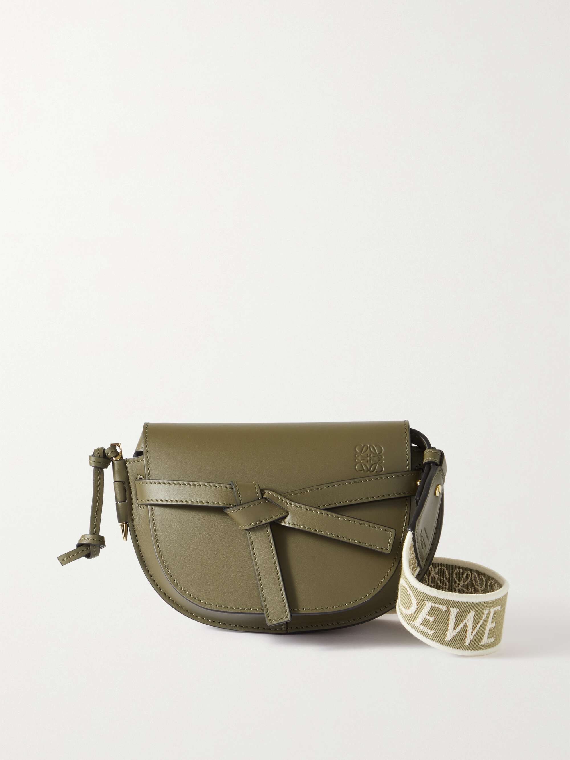 LOEWE Gate mini canvas jacquard-trimmed leather shoulder bag