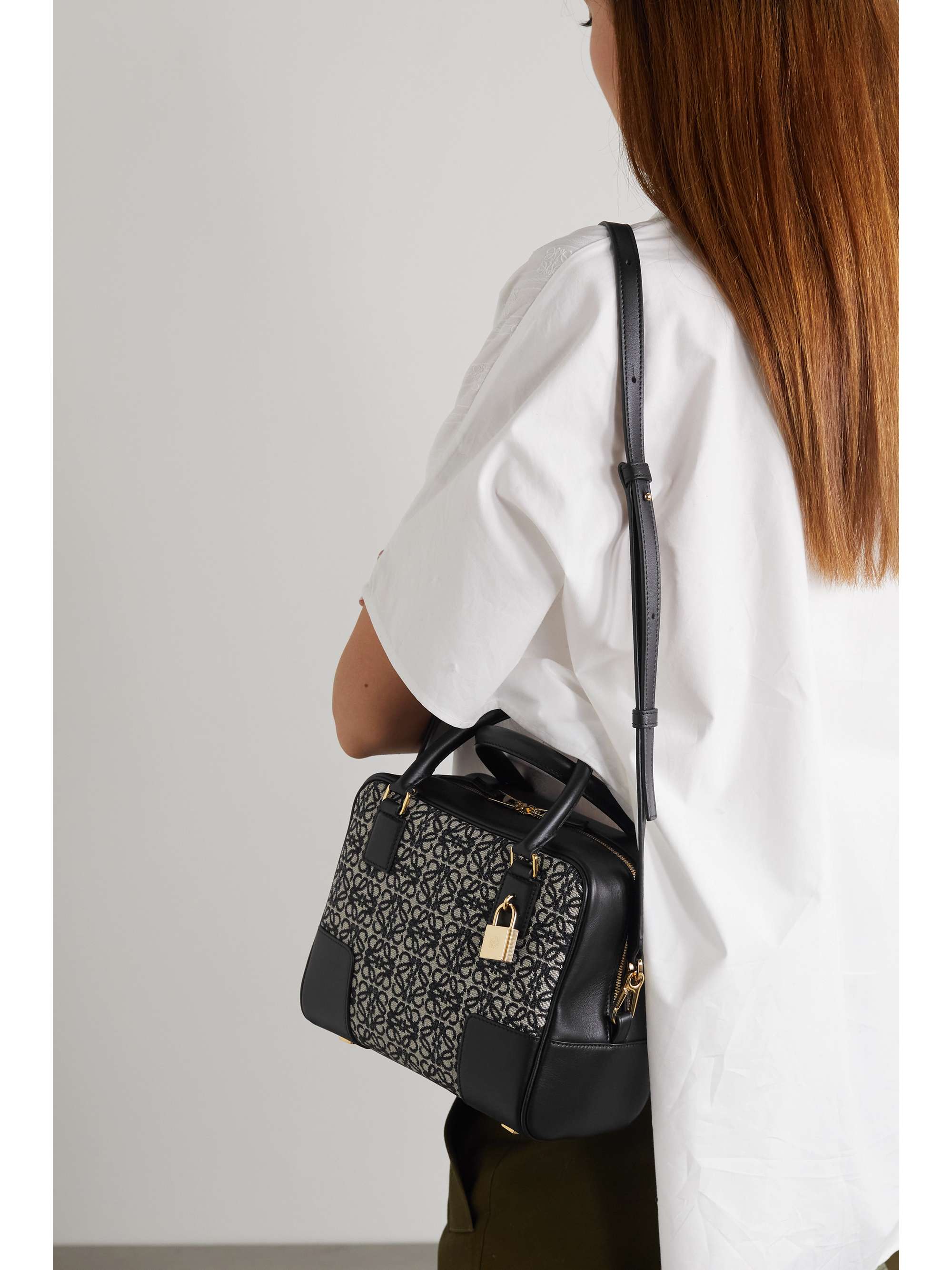 LOEWE Amazona 19 small jacquard and leather tote