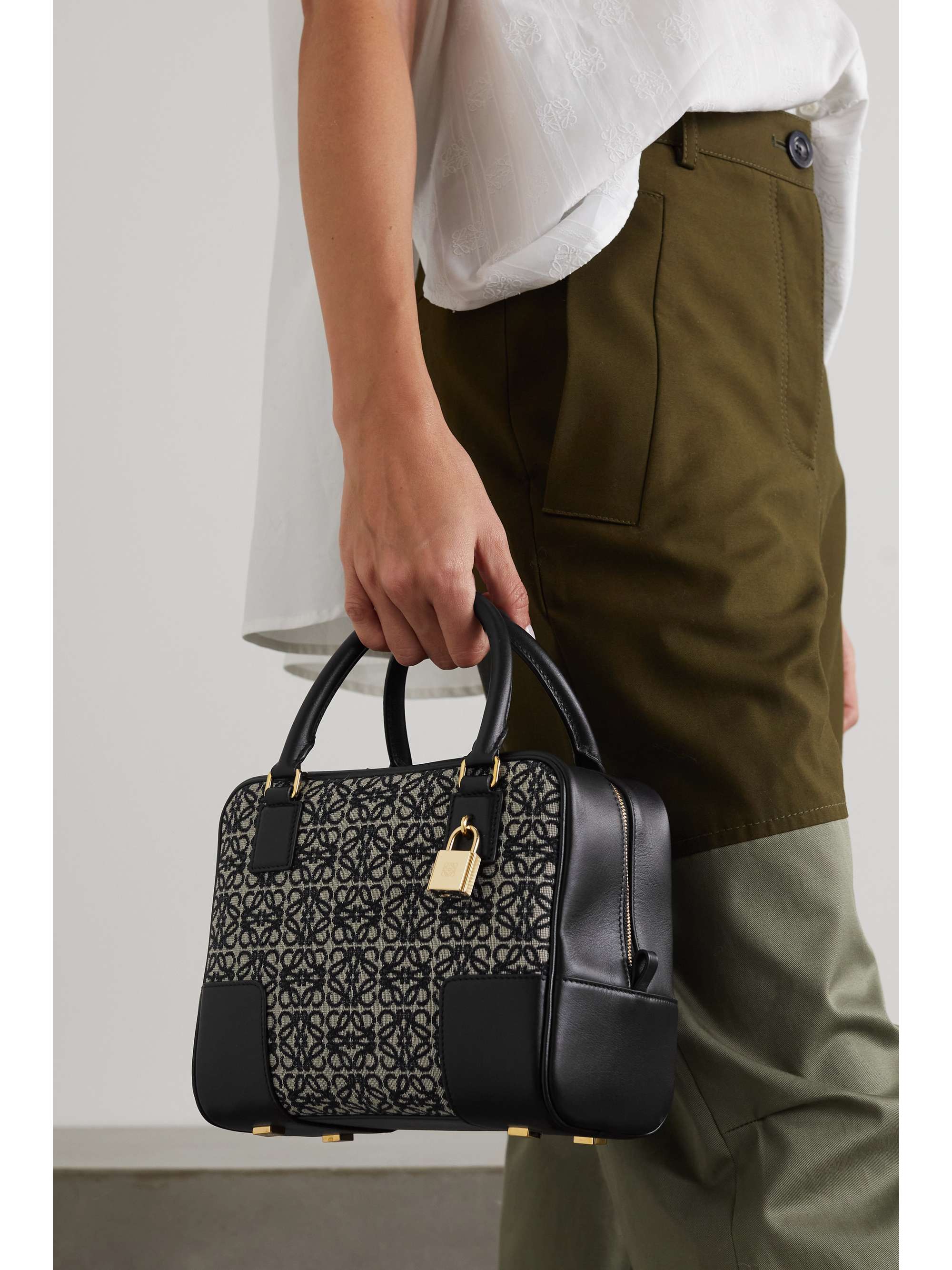 LOEWE Amazona 19 small jacquard and leather tote