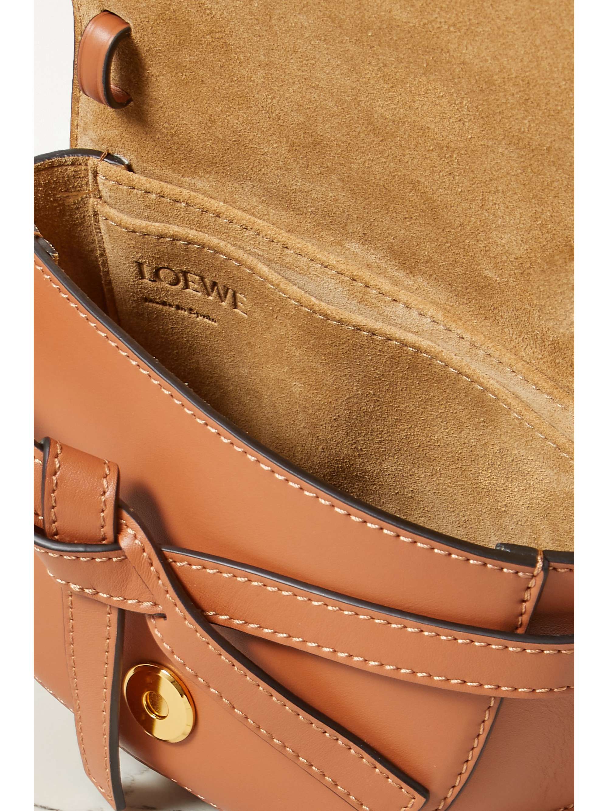 LOEWE Gate mini canvas jacquard-trimmed leather shoulder bag