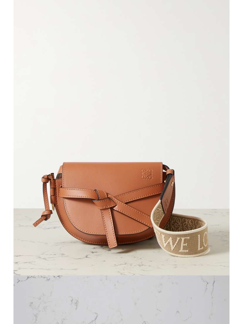 Loewe Gate Mini Canvas Jacquard-trimmed Leather Shoulder Bag