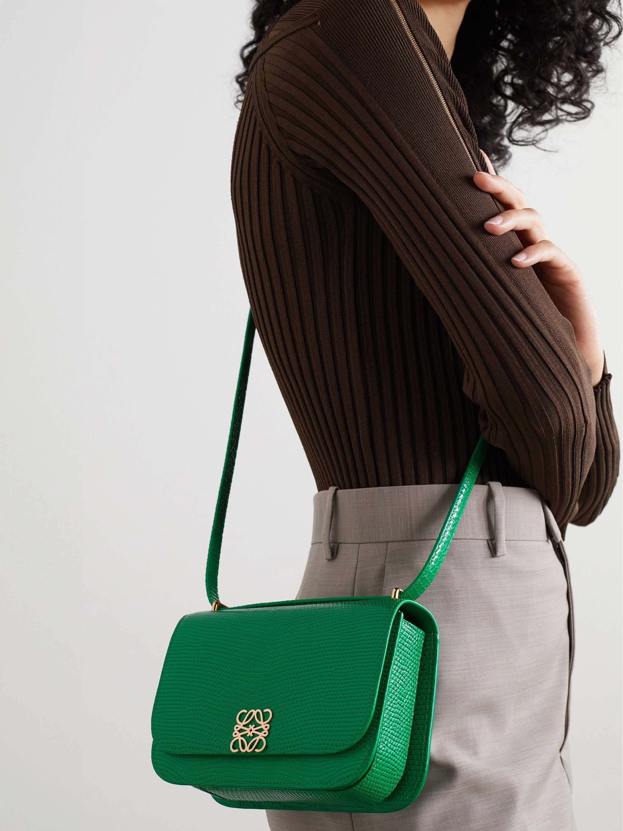 LOEWE Goya lizard shoulder bag