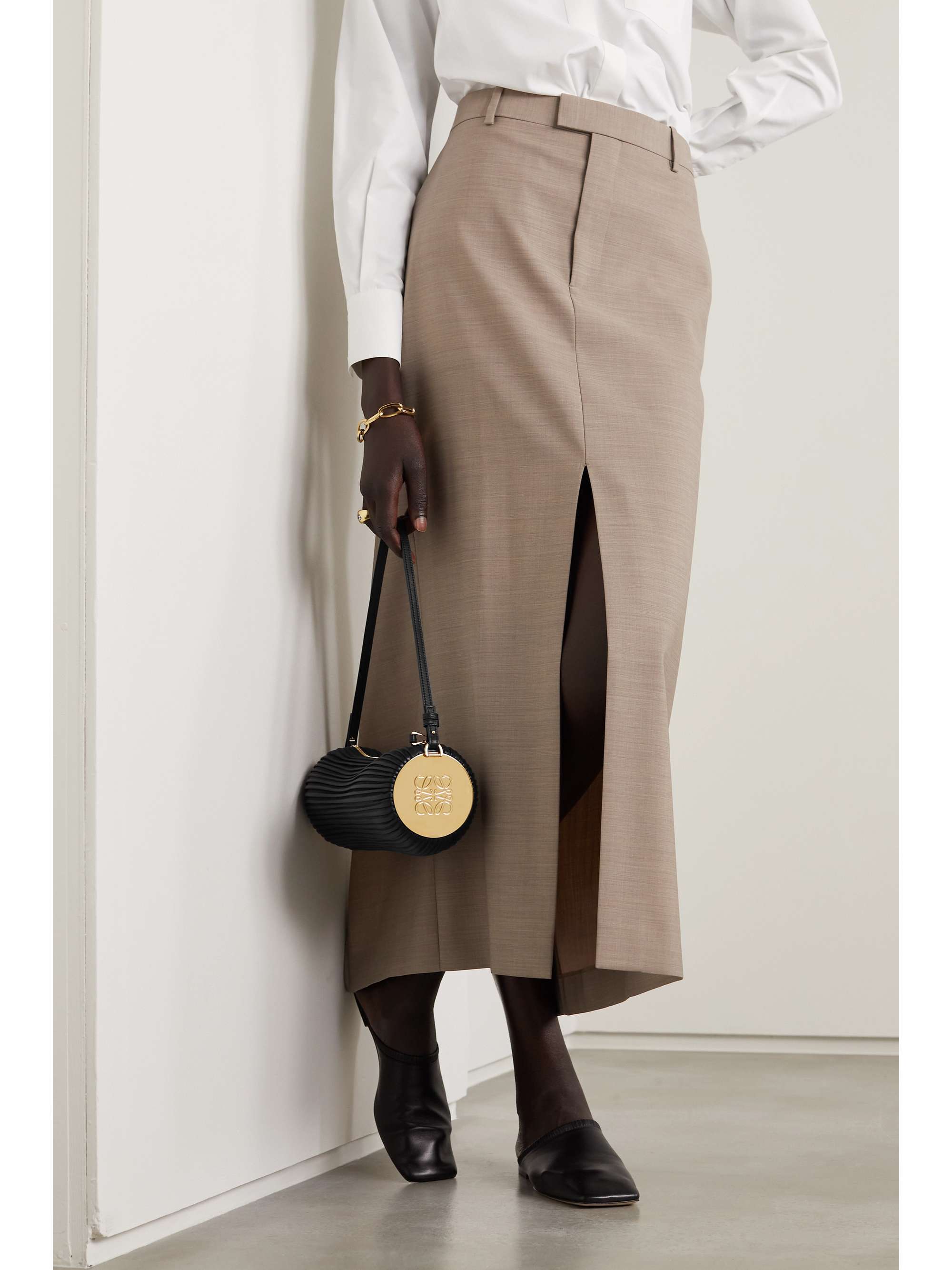 LOEWE Bracelet pleated leather shoulder bag NETAPORTER