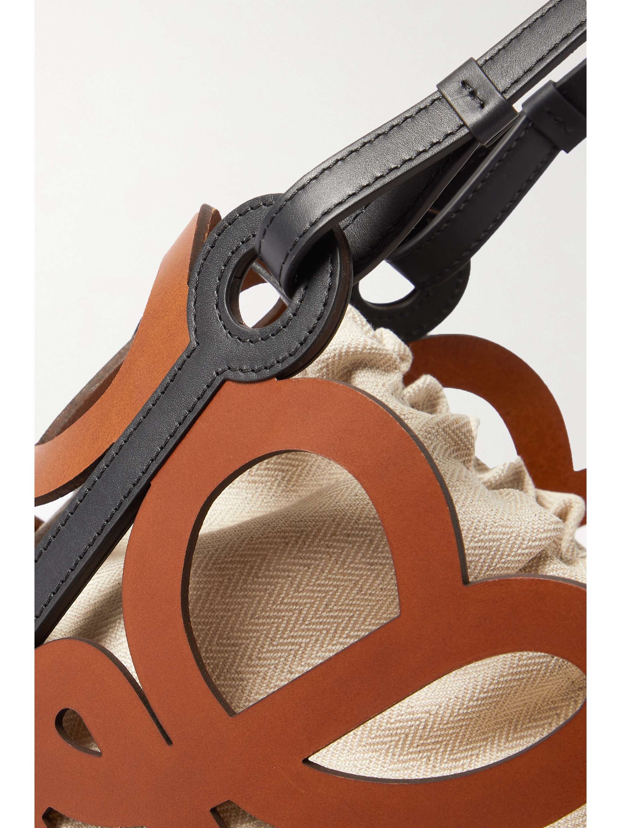 LOEWE Anagram small cutout leather and cotton-canvas tote