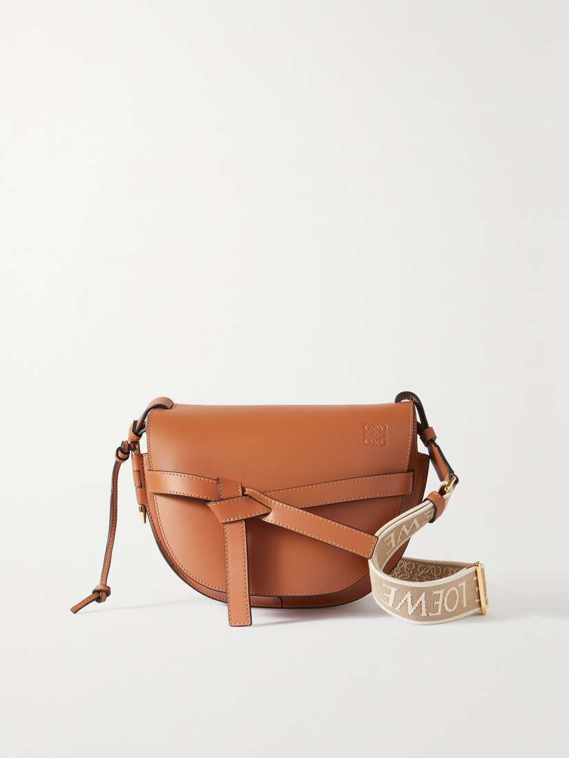 Loewe Gate Small Canvas Jacquard-trimmed Leather Shoulder Bag