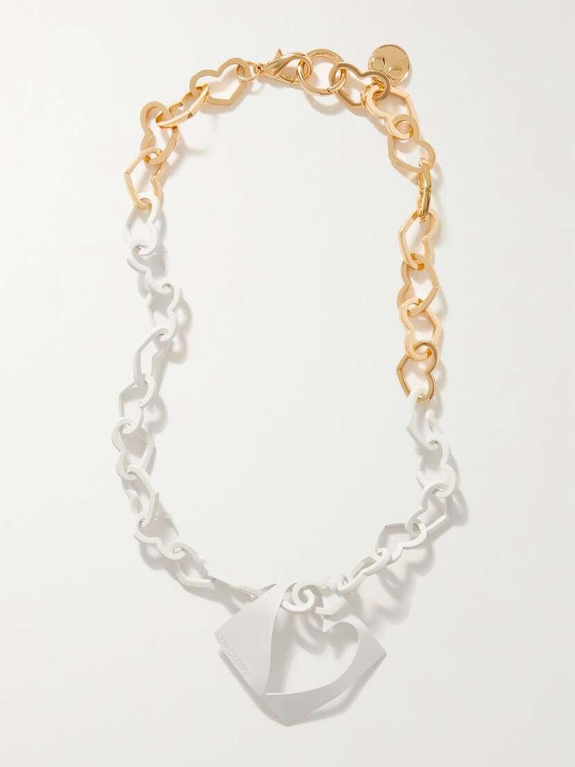 AZ Factory J'adore Les Cœurs Gold- And Silver-tone Necklace