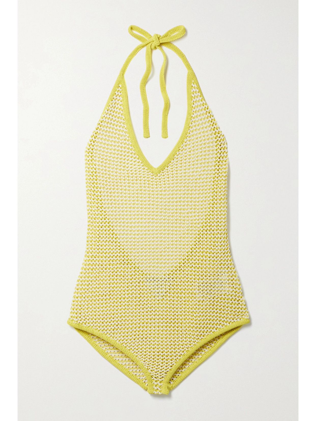 Bottega Veneta Crocheted Cotton-blend Halterneck Bodysuit In Green