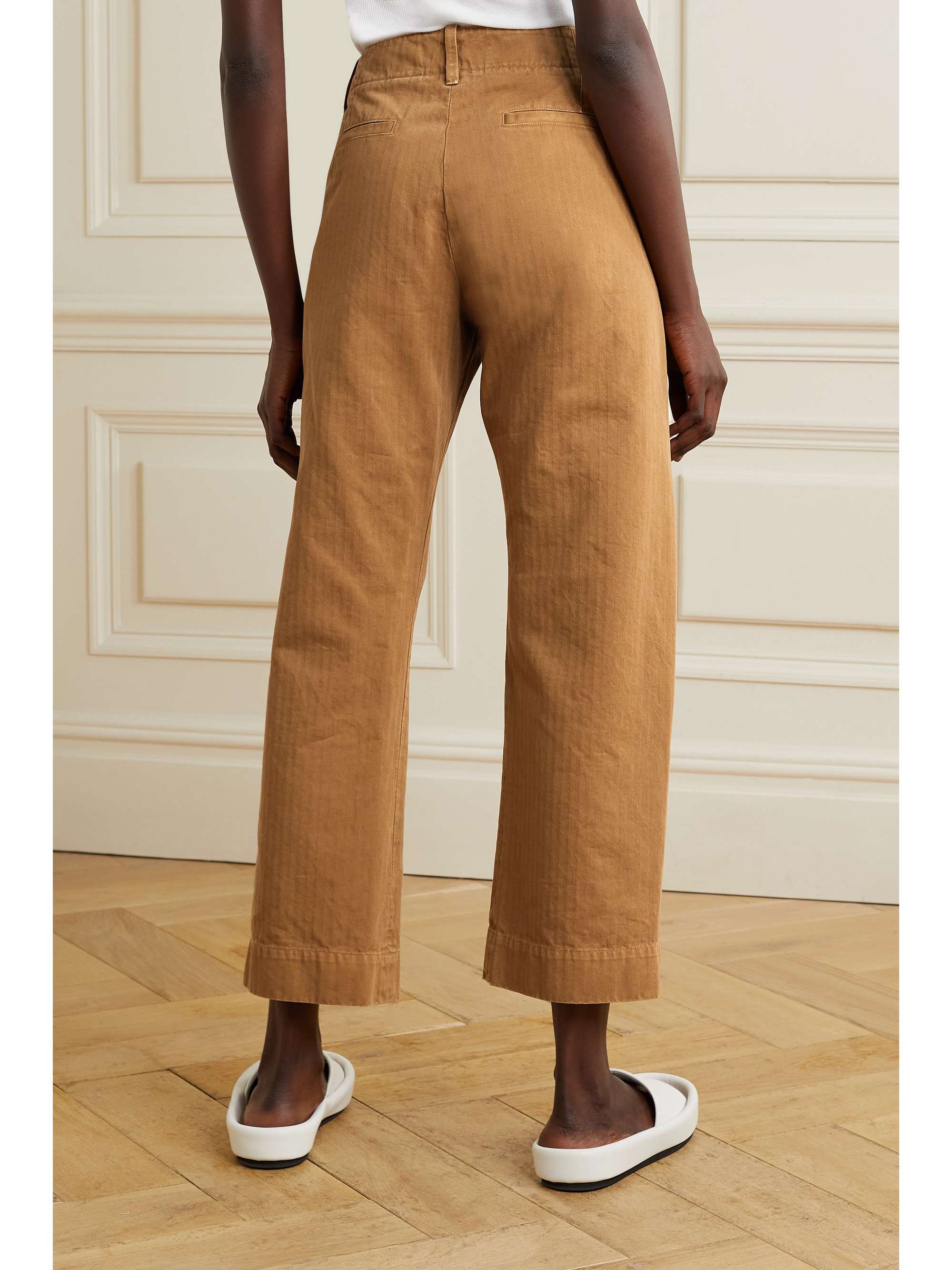 Camel Tomboy cropped herringbone cotton 
