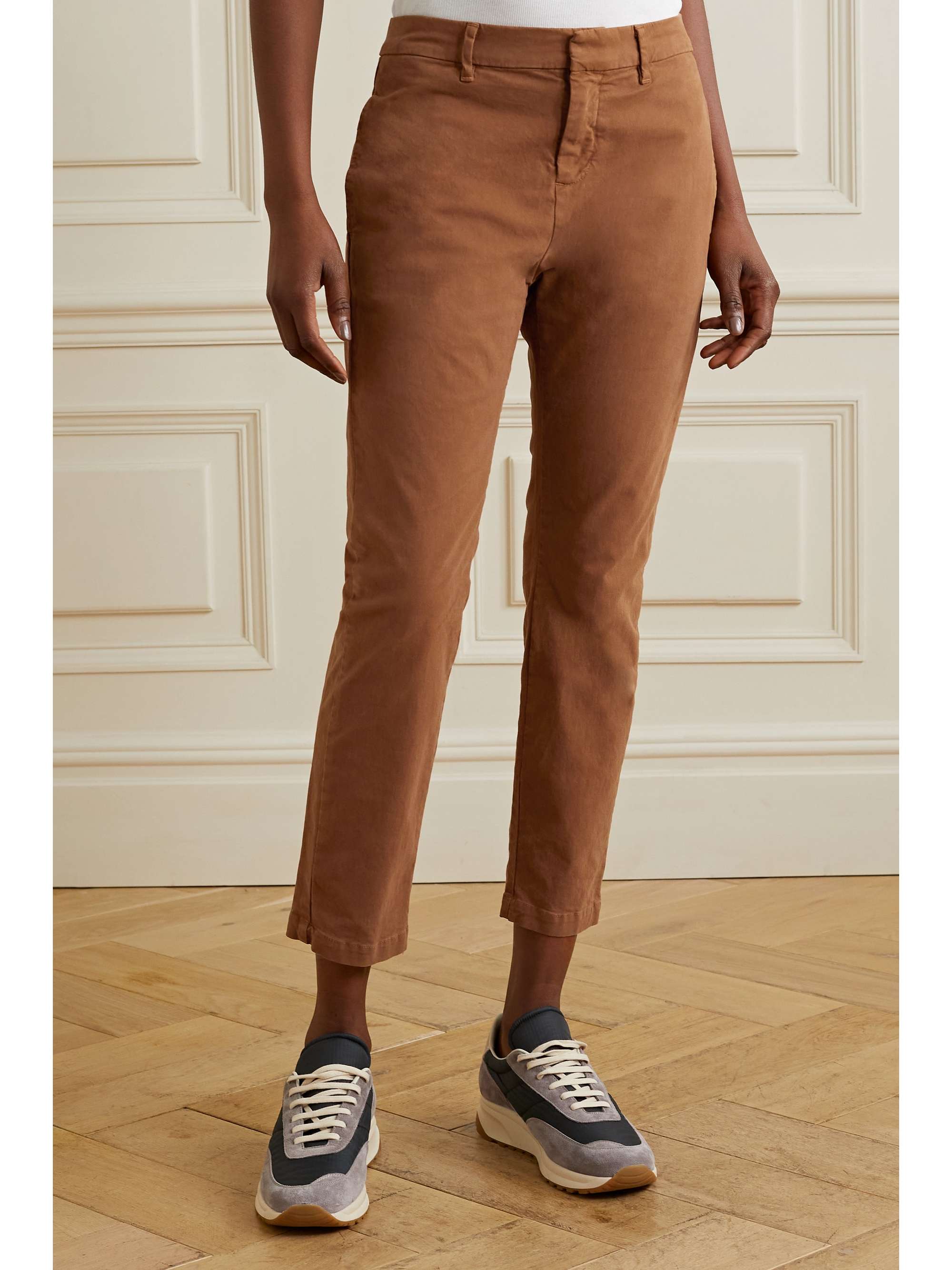 Tan Tel Aviv cropped stretch-cotton 