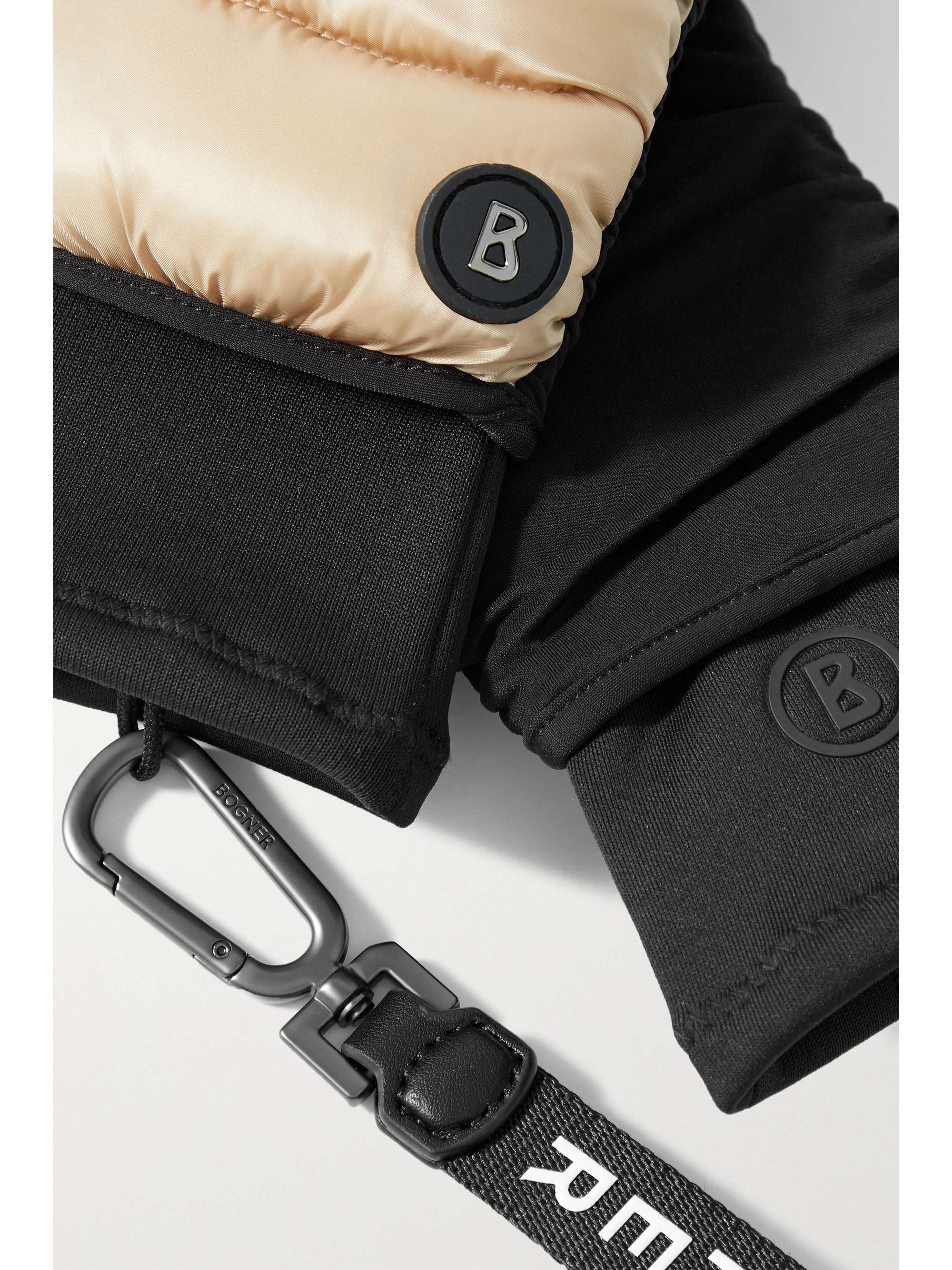 BOGNER Touch quilted leather and tech-jersey ski gloves